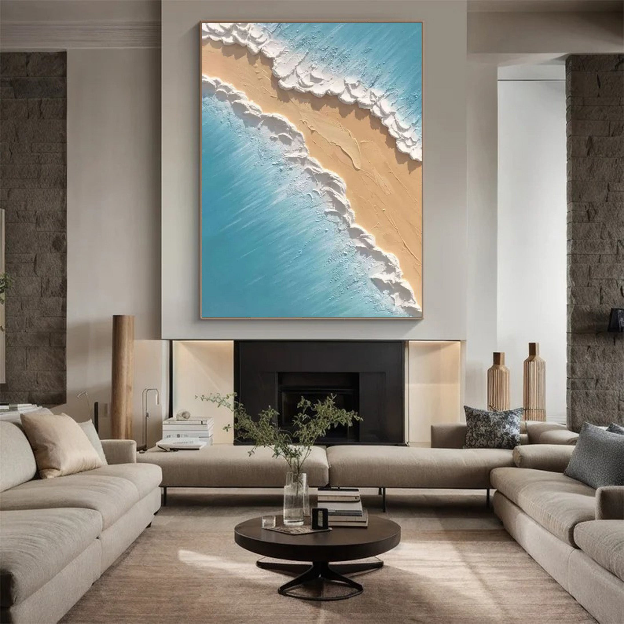 Minimalist Aerial Beachscape Wall Art, Textured Coastal View #BGA 165