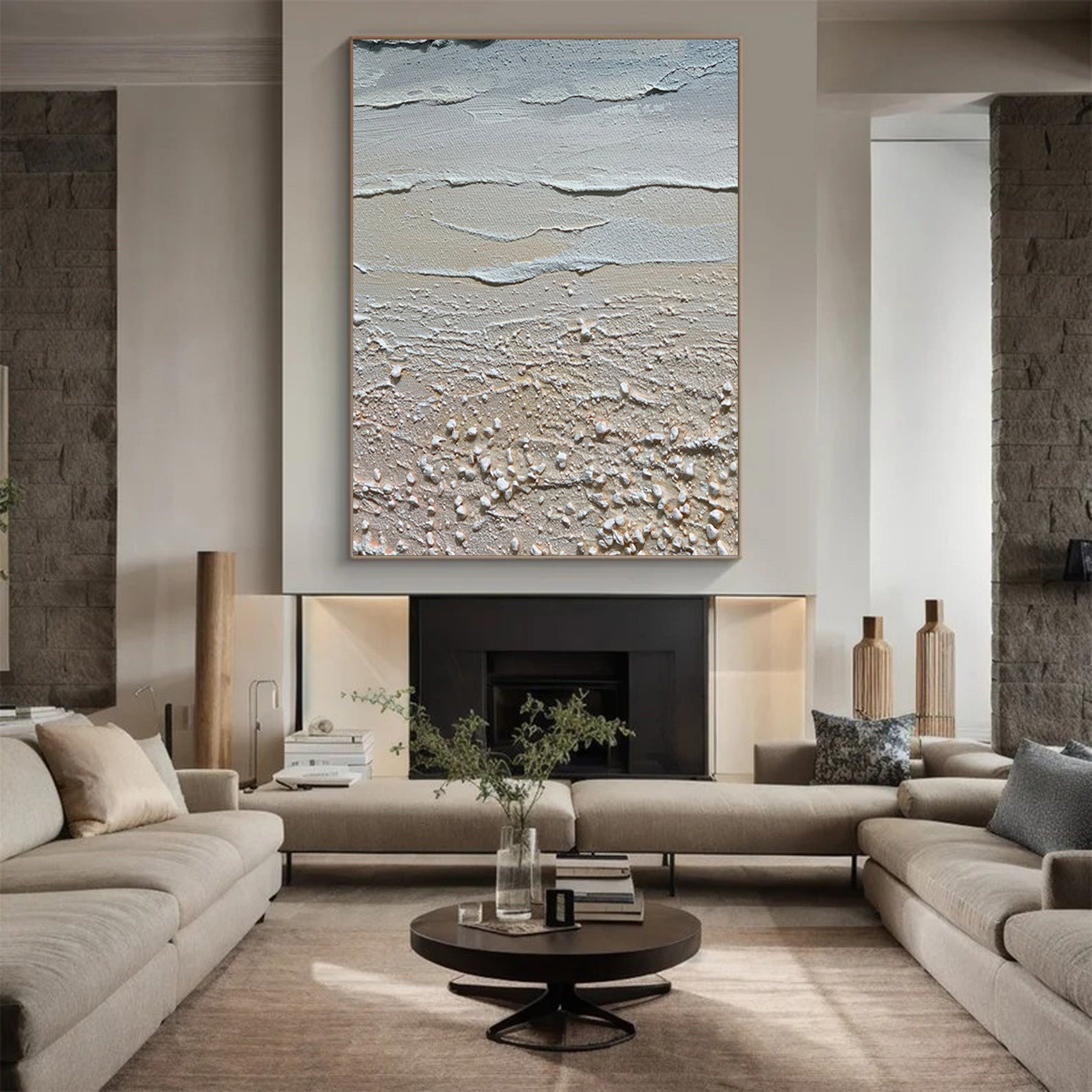 Sandy Shores: Abstract Beach Canvas, Neutral Coastal Decor #BGA 129