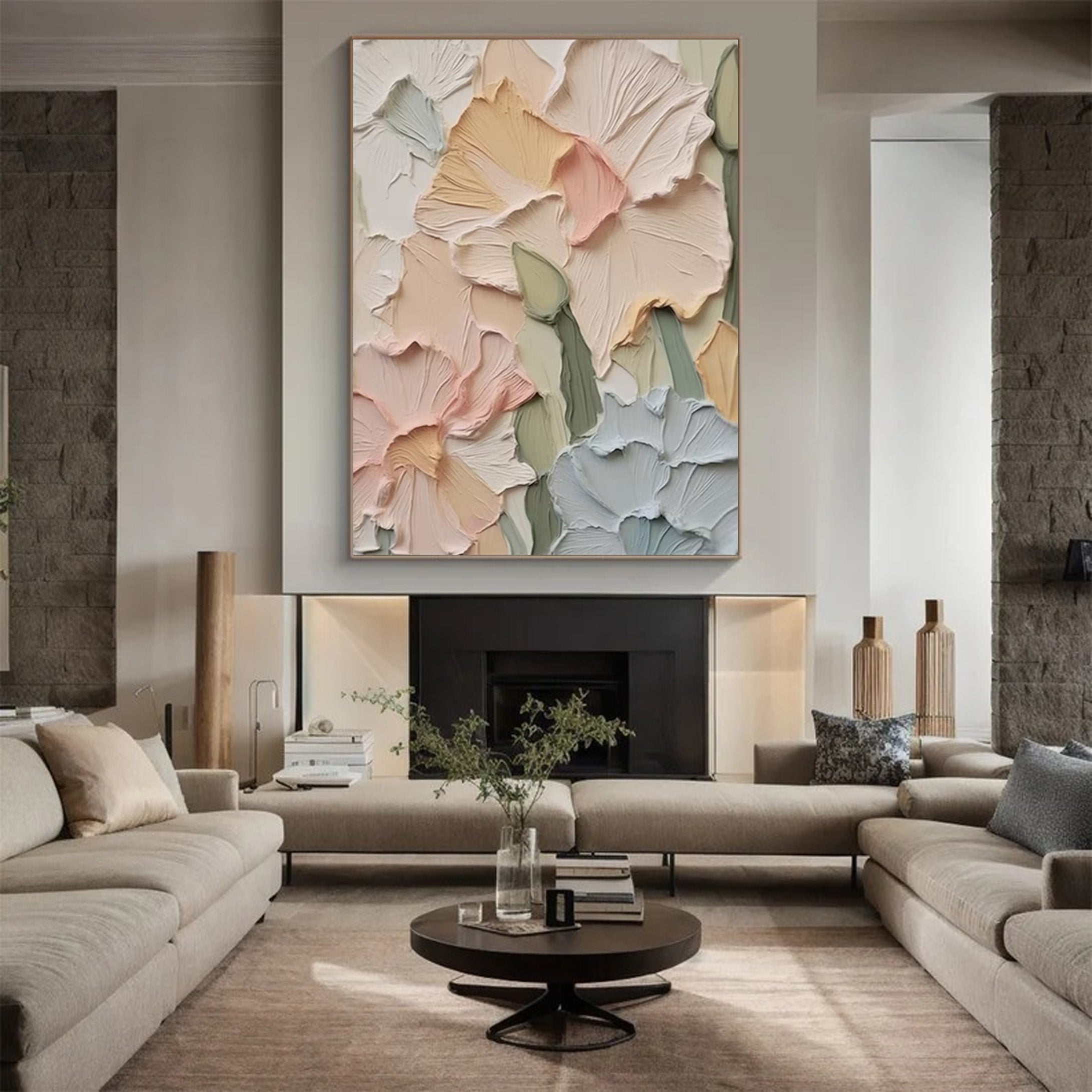 Soft Bloom Relief: 3D Flower Painting, Textured Floral Art #BGA 123