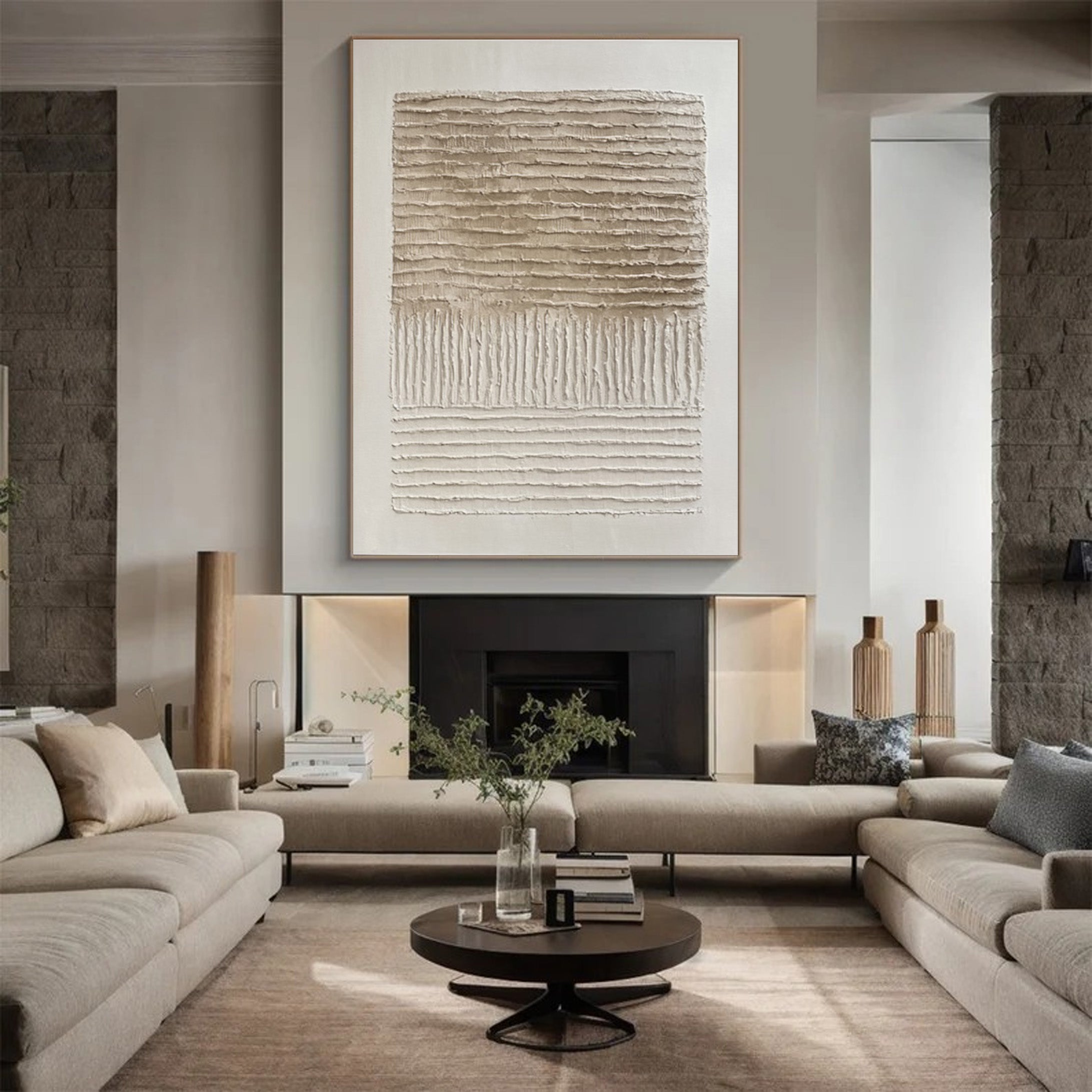 Neutral Art with Horizontal Impasto and Vertical Whispers #BGA 199