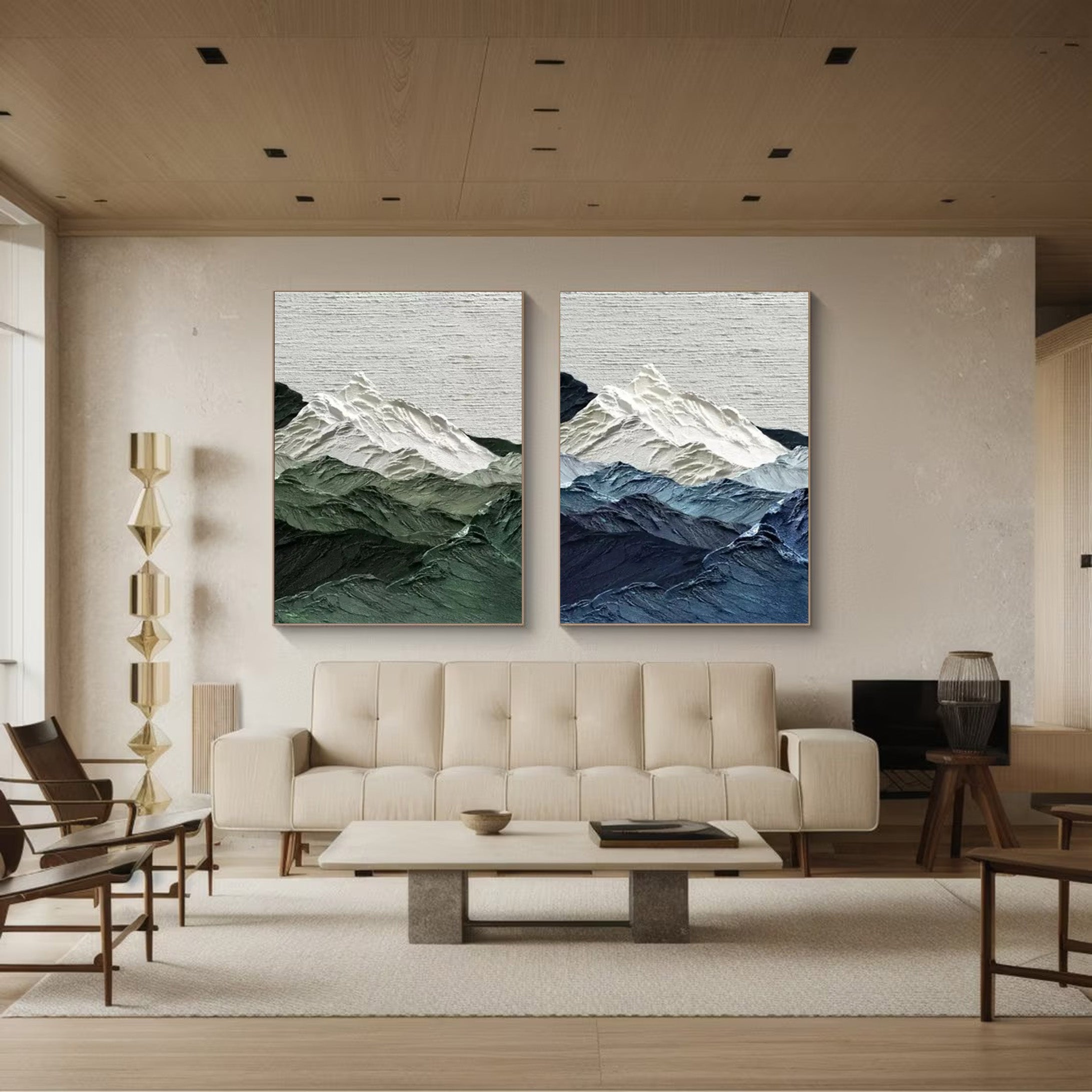 Glacial Peaks: 3D Mountain Range Art, Textured Abstract Set #BGA 131