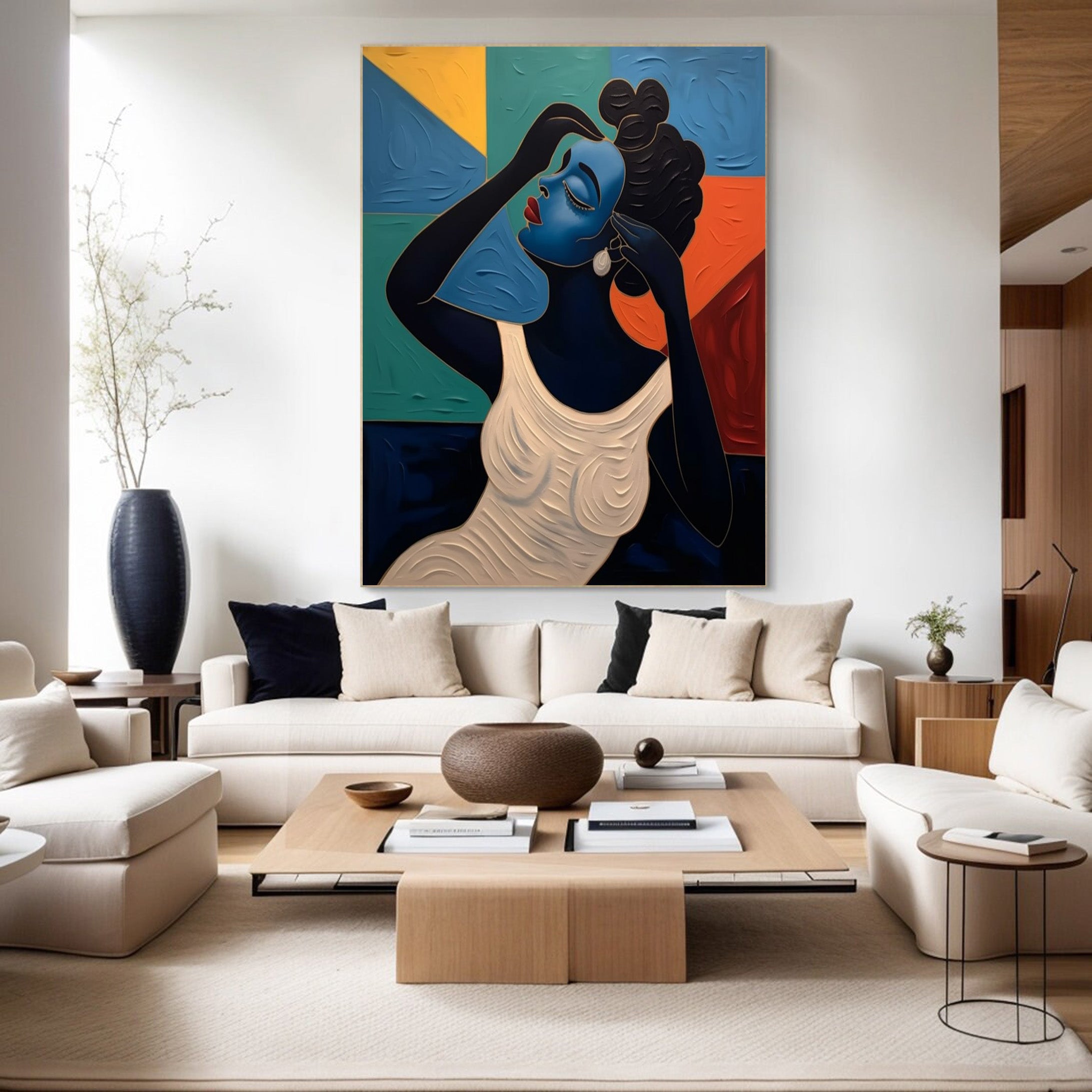 Portrait with Textured Color Geometry, Modern Abstract Art #BGA 172