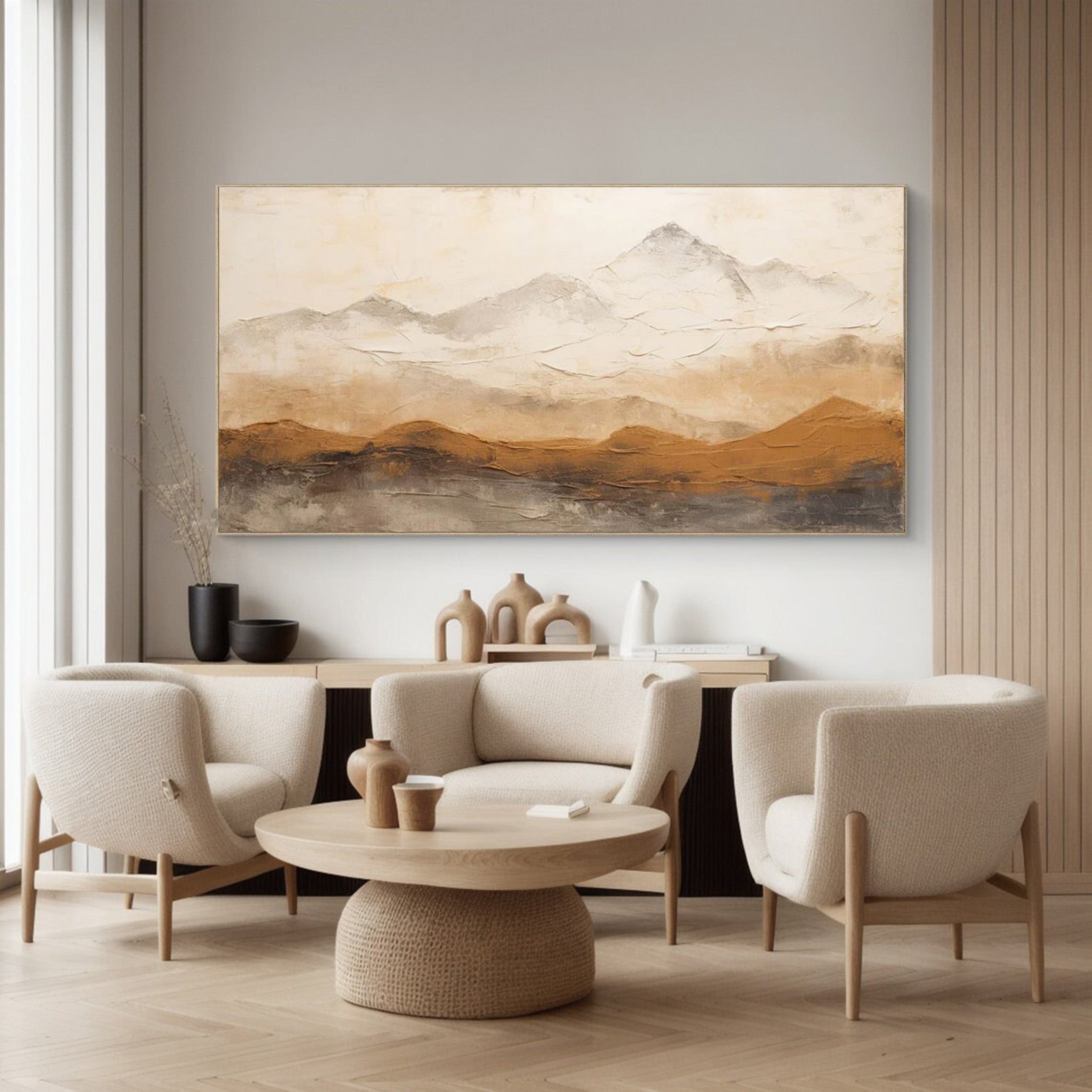Earthy Peaks: Contemporary Textured Mountain Wall Art #BGA 153