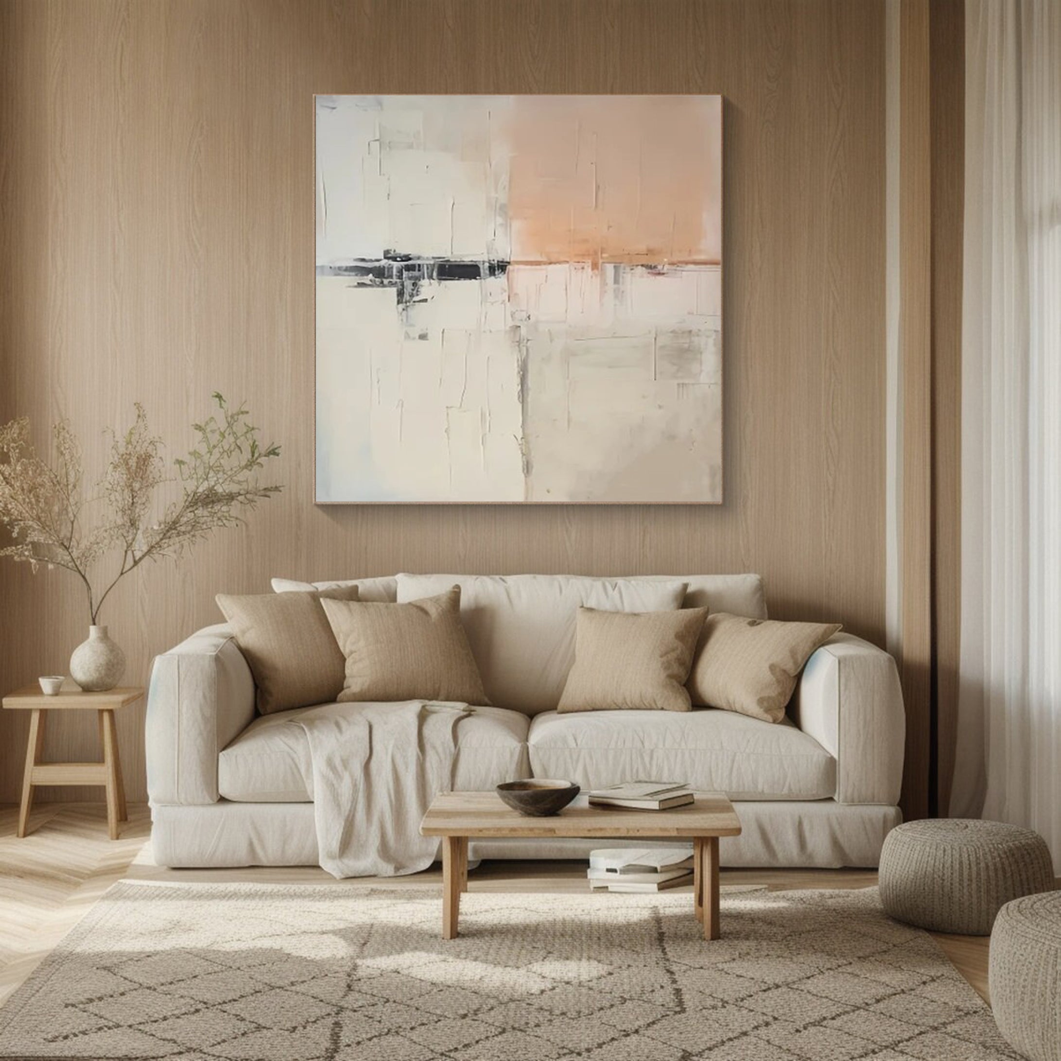 Abstract Beige & Peach Art, Minimalist Scandinavian Style #BGA 138