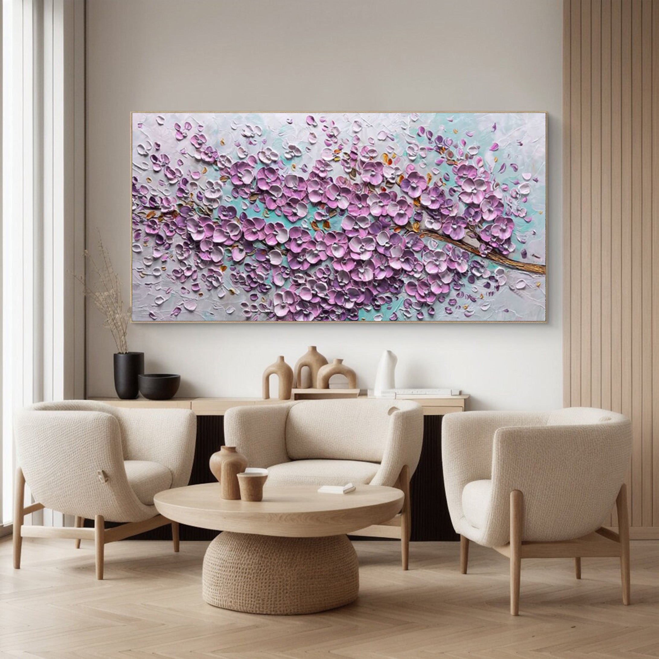 Sakura Dream: Impasto Blossom Relief, Tactile Floral Painting #BGA 152