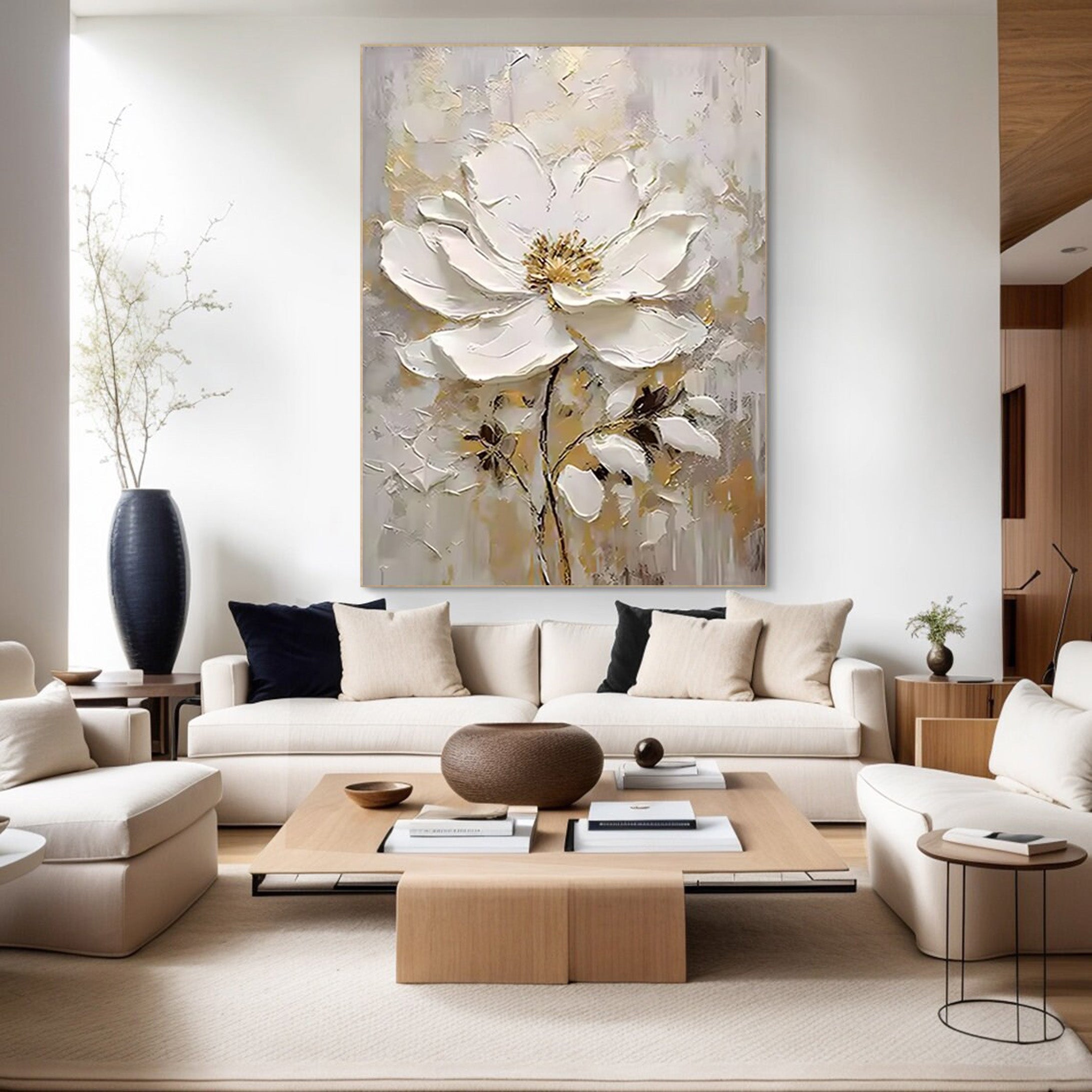 Executive Bloom: Large 3D Floral Canvas, Home Statement Art #BGA 126