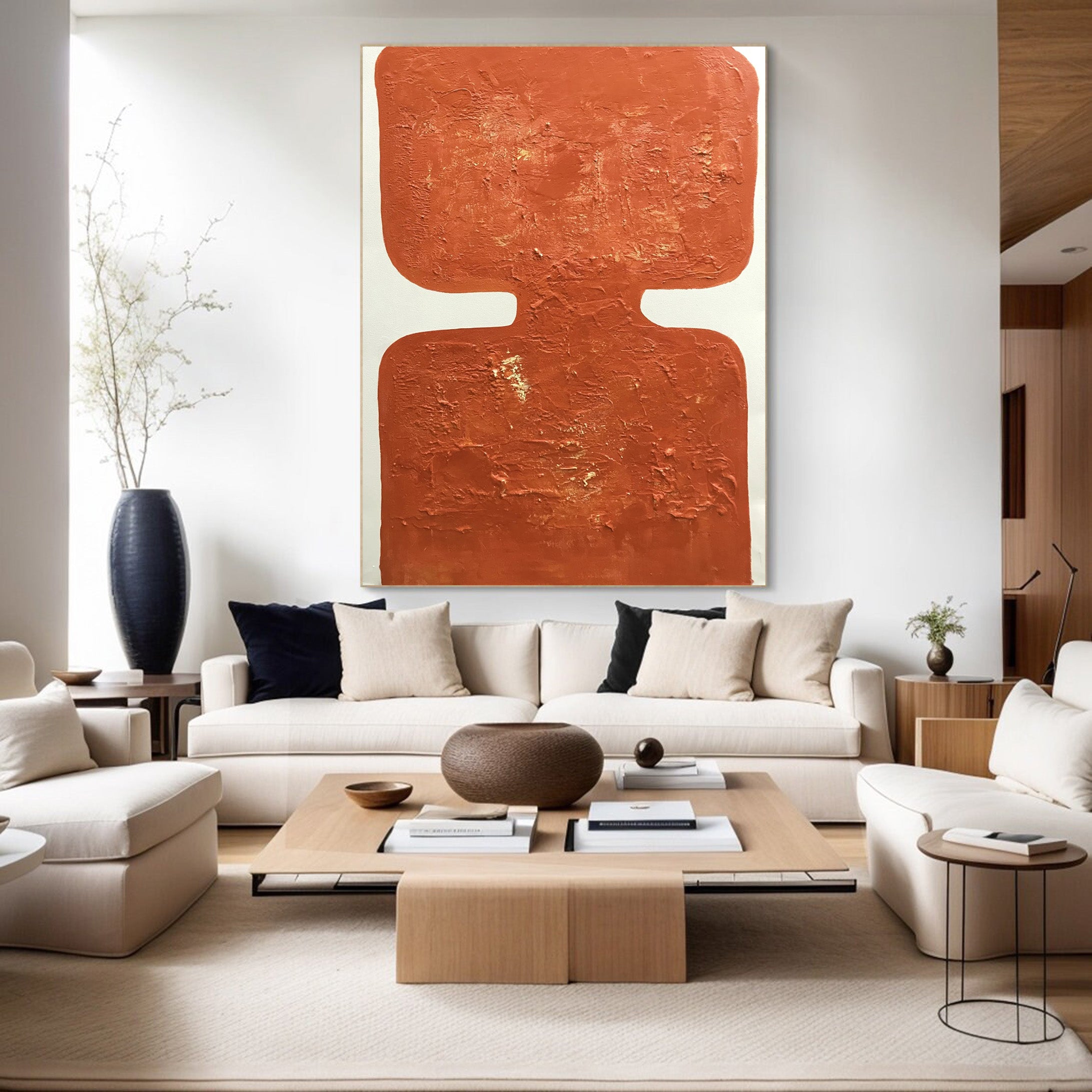 Warm Orange Painting, Architectural Abstract Wall Art #BGA 120