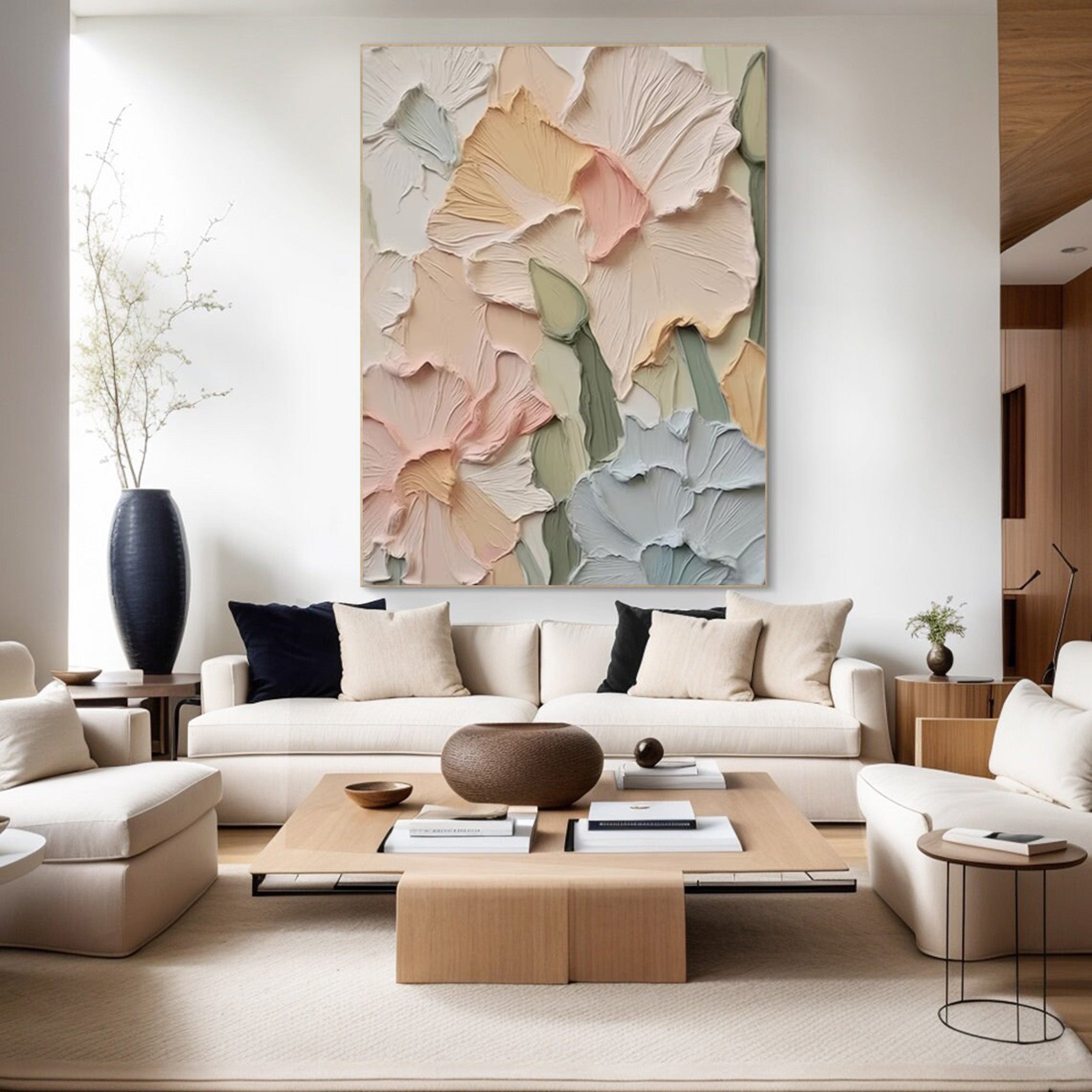 Soft Bloom Relief: 3D Flower Painting, Textured Floral Art #BGA 123