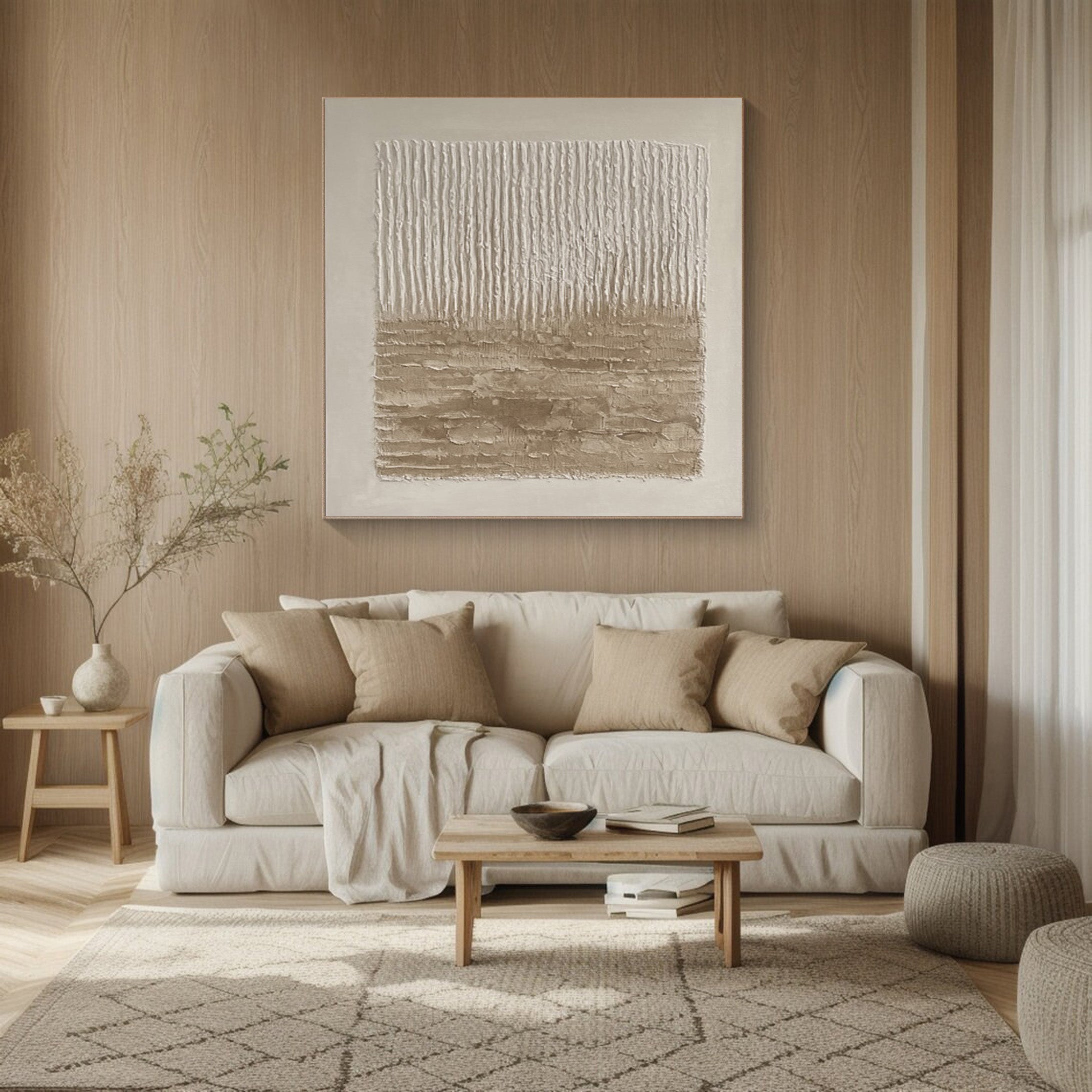 Neutral Impasto with Vertical Striations and Earthy Horizon #BGA 196