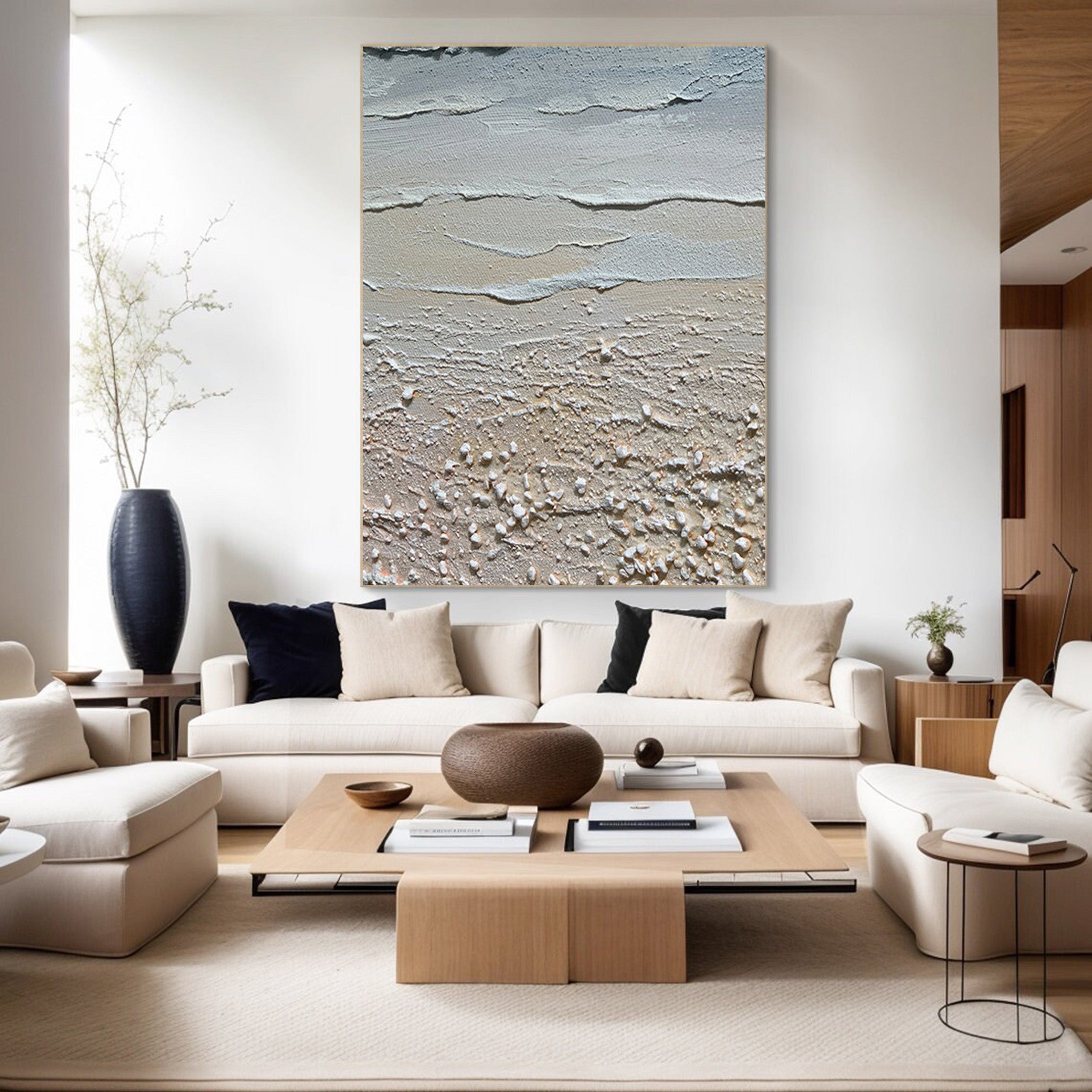 Sandy Shores: Abstract Beach Canvas, Neutral Coastal Decor #BGA 129
