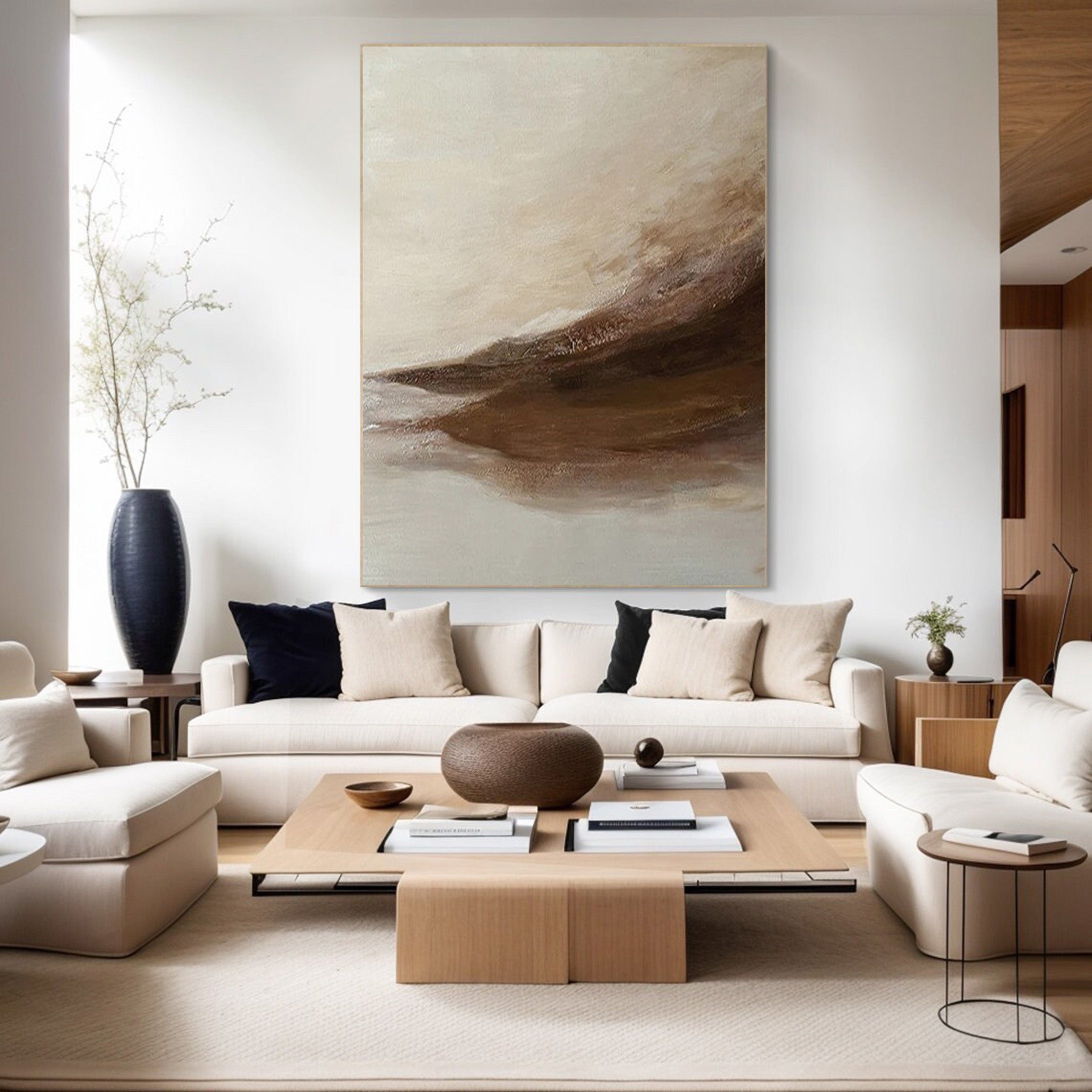 Beige Drift: Abstract Movement Art, Neutral Palette Canvas #BGA 128