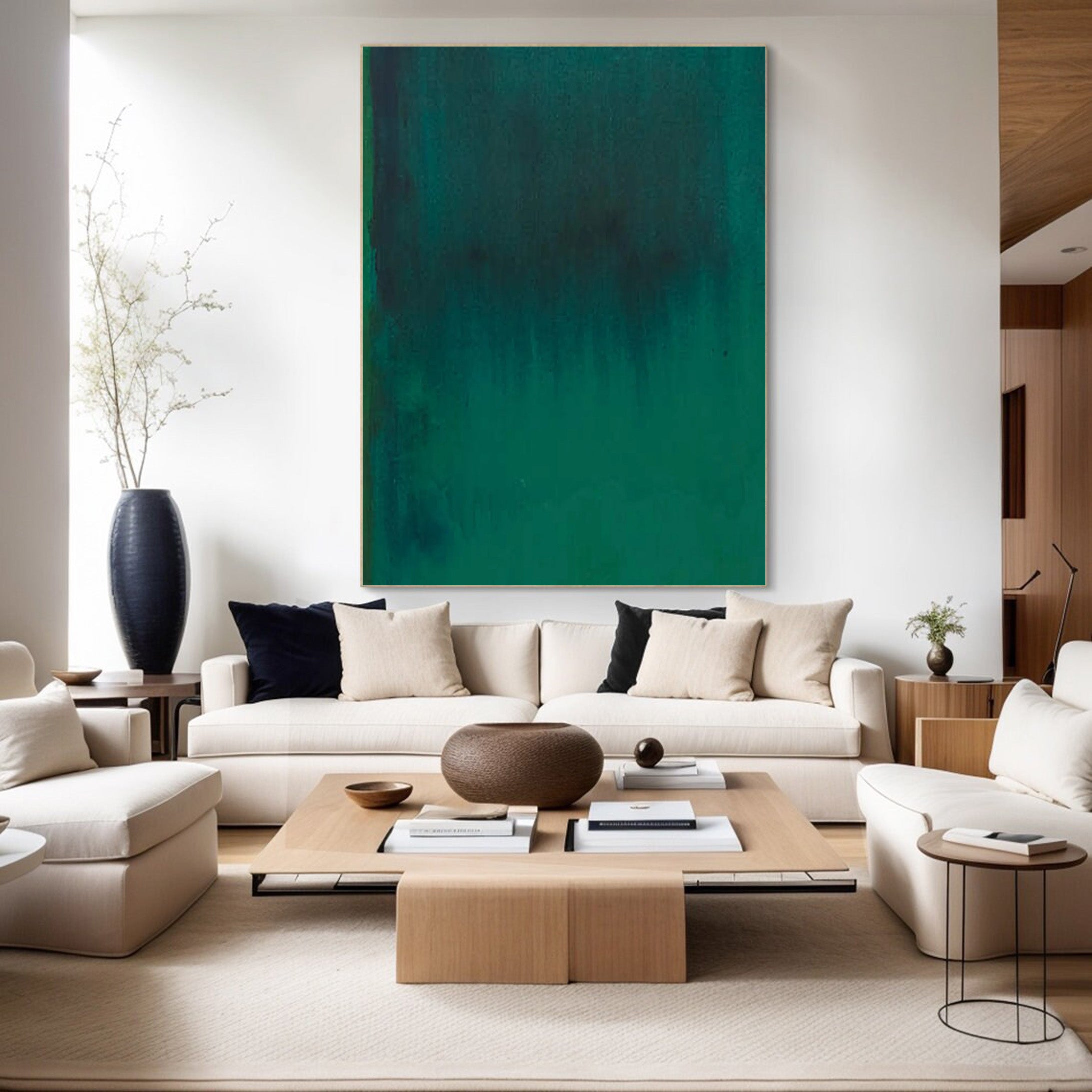 Aurora Green Abstract Painting, Textured Minimalist Art #BGA 116