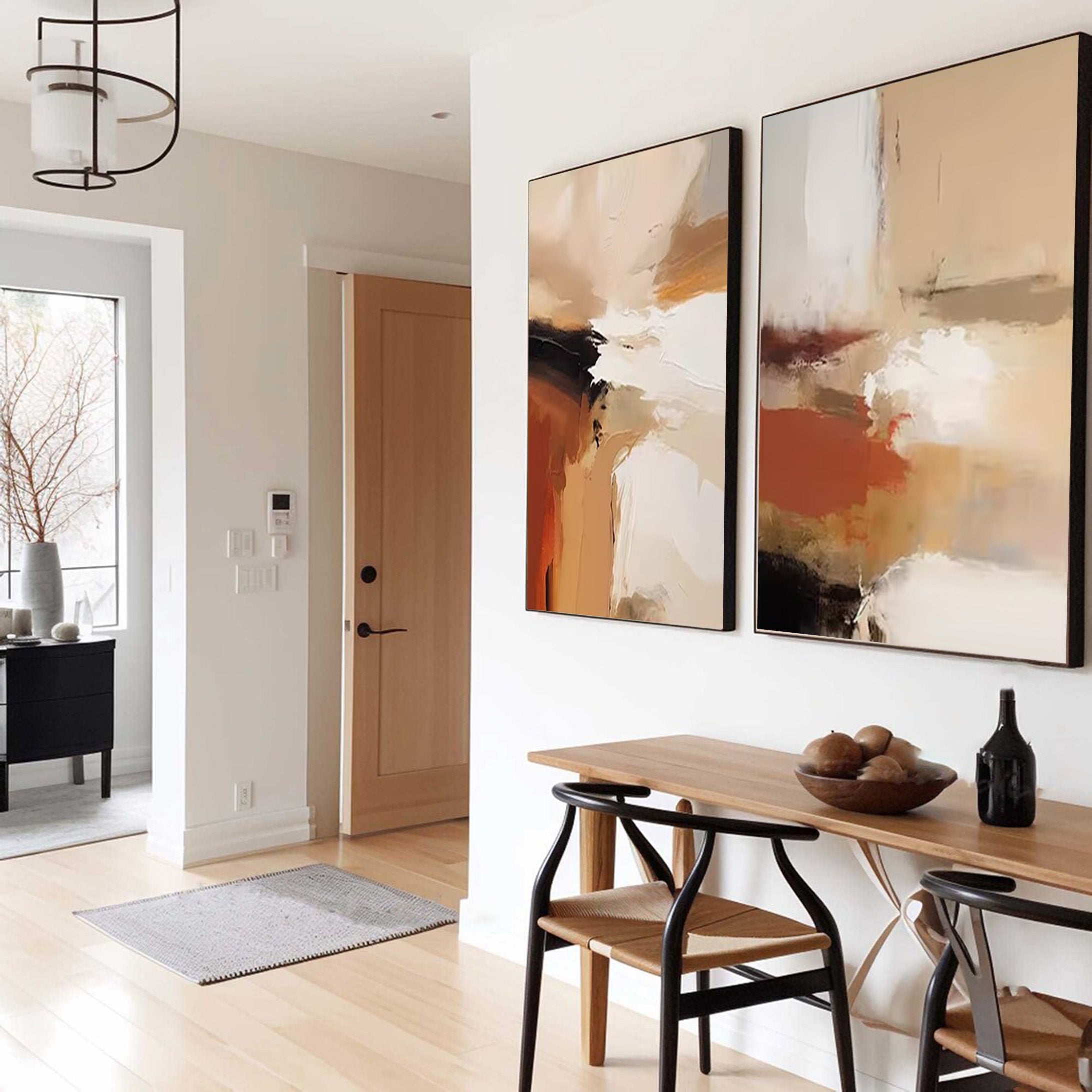 Warm Canvas: Set of 2 Abstract Art, Earthy Palette Design #BGA 130