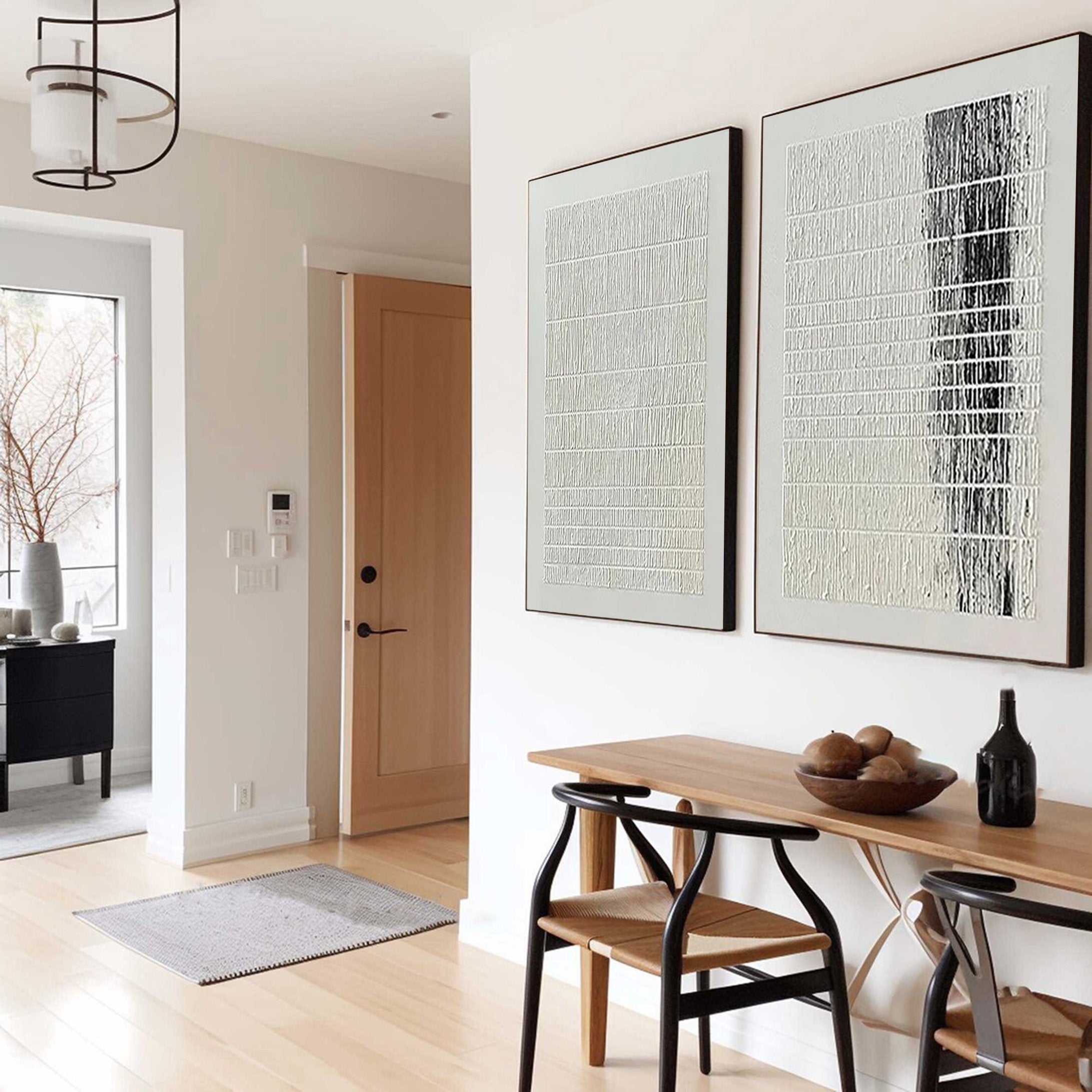 Textured Linear Art Set, Minimalist Black & White Design #BGA 134