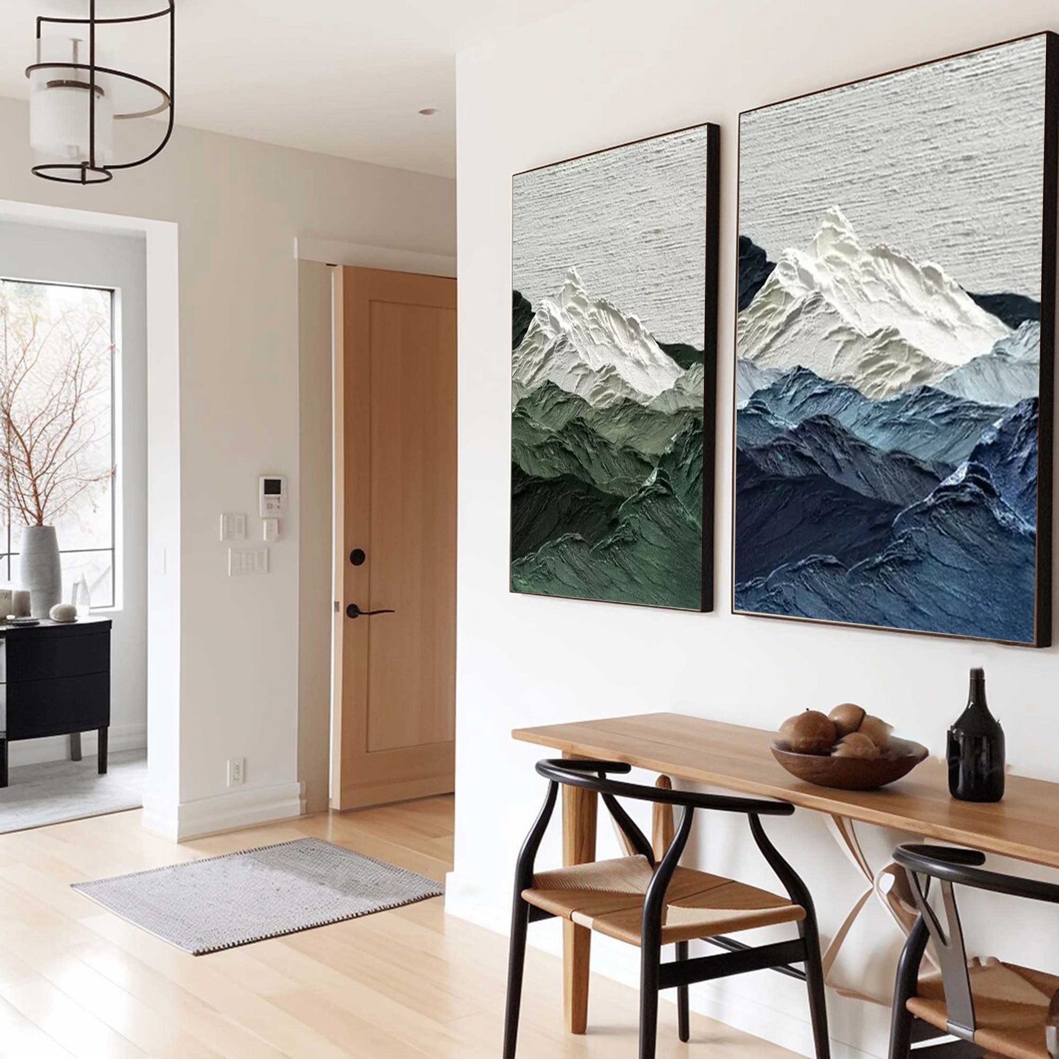 Glacial Peaks: 3D Mountain Range Art, Textured Abstract Set #BGA 131