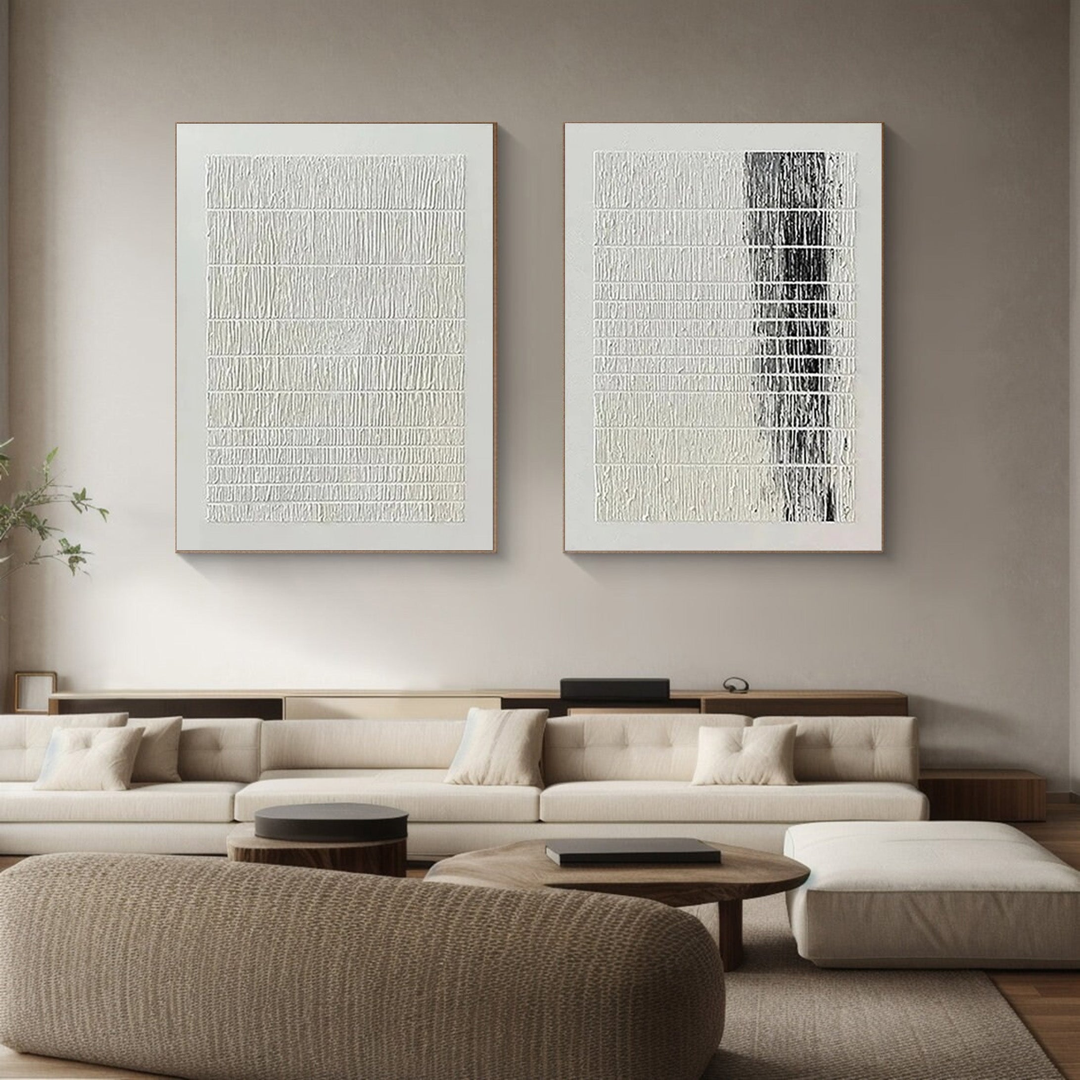 Textured Linear Art Set, Minimalist Black & White Design #BGA 134