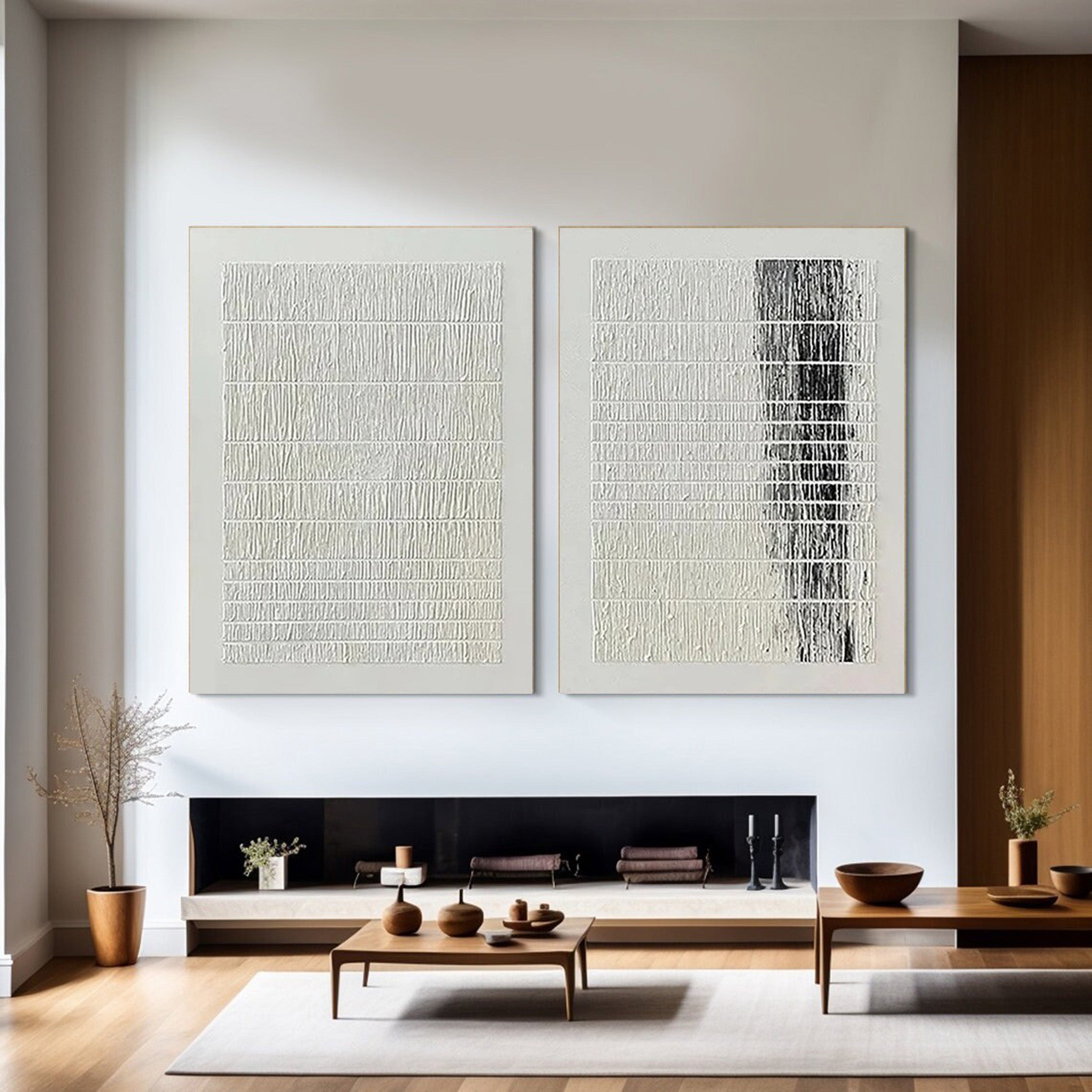 Textured Linear Art Set, Minimalist Black & White Design #BGA 134