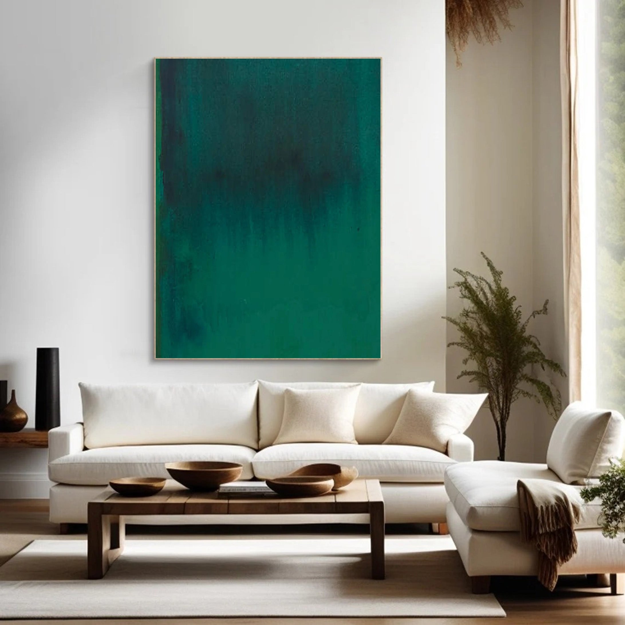 Aurora Green Abstract Painting, Textured Minimalist Art #BGA 116