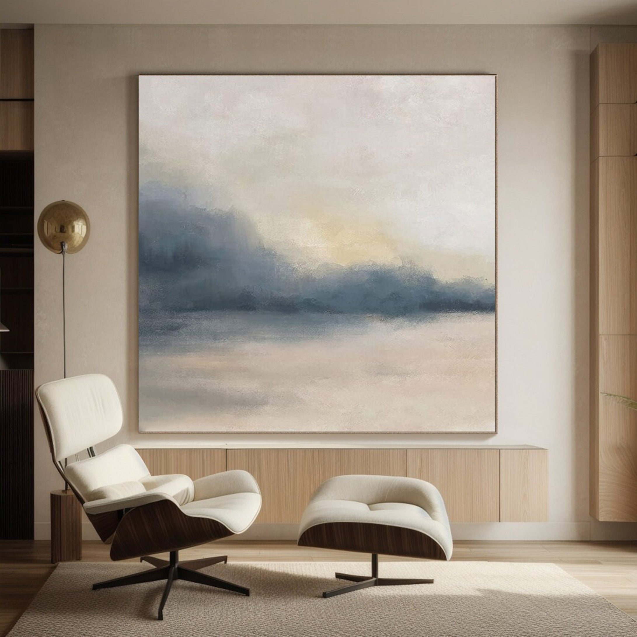 Muted Horizon: Large Soft Color Abstract Landscape Art #BGA 137