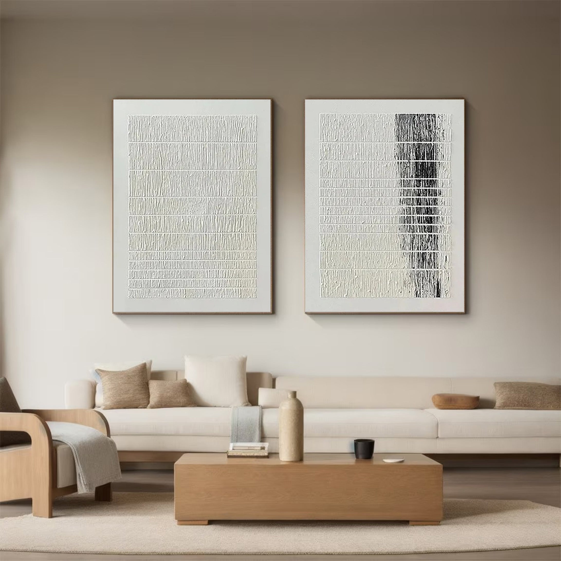 Textured Linear Art Set, Minimalist Black & White Design #BGA 134