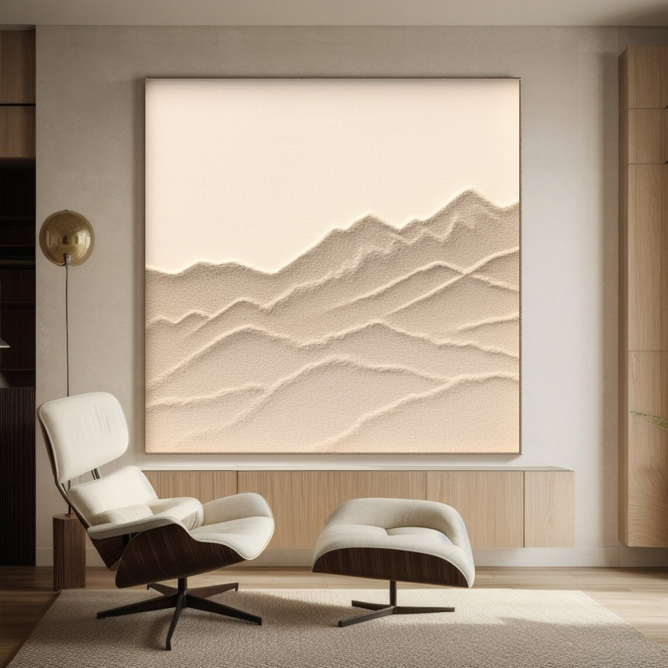 Textured Monochromatic Mountain Art, Serene Natural Design #BGA 167