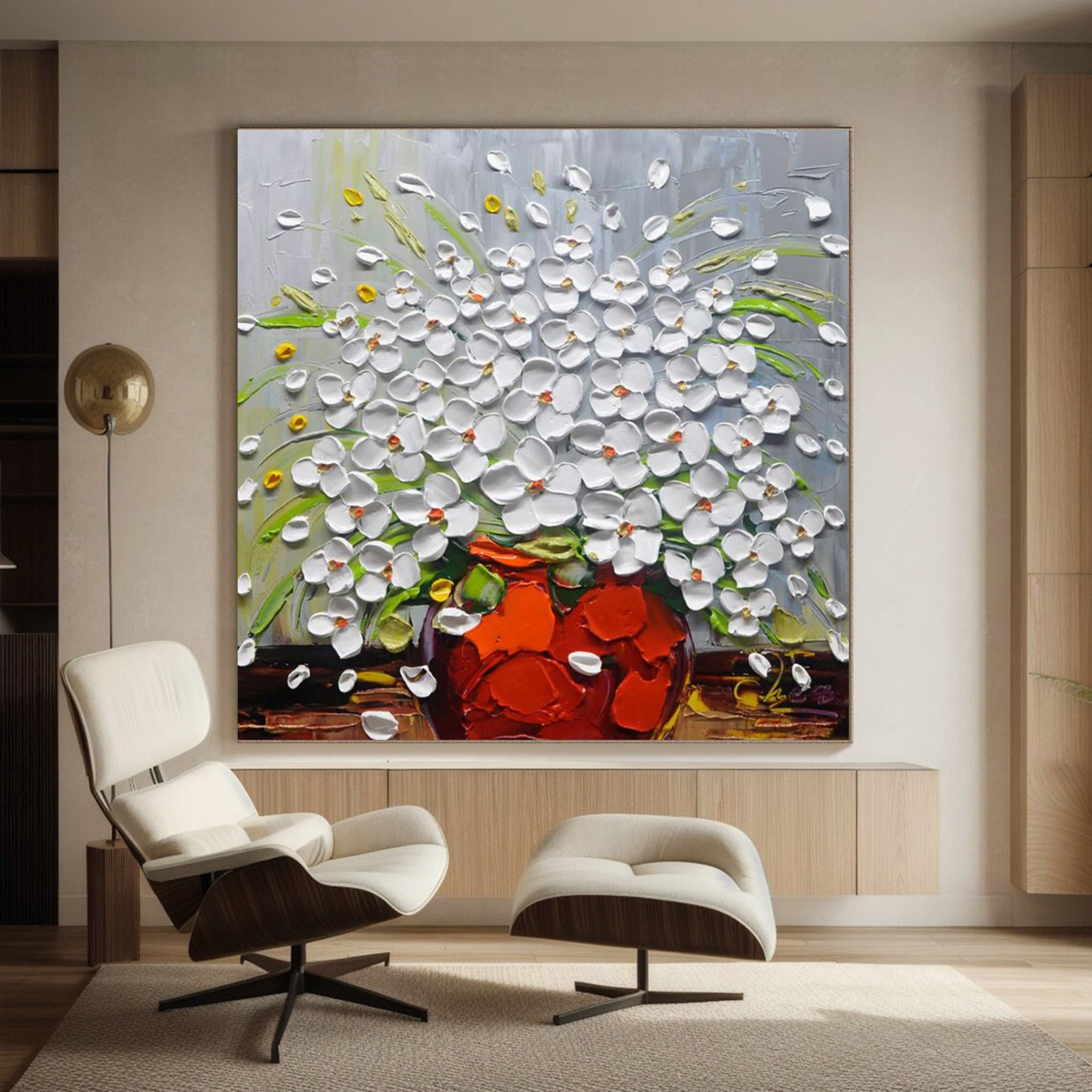 Impasto Garden: Vibrant Textured Flowers, Bold Floral Display #BGA 148