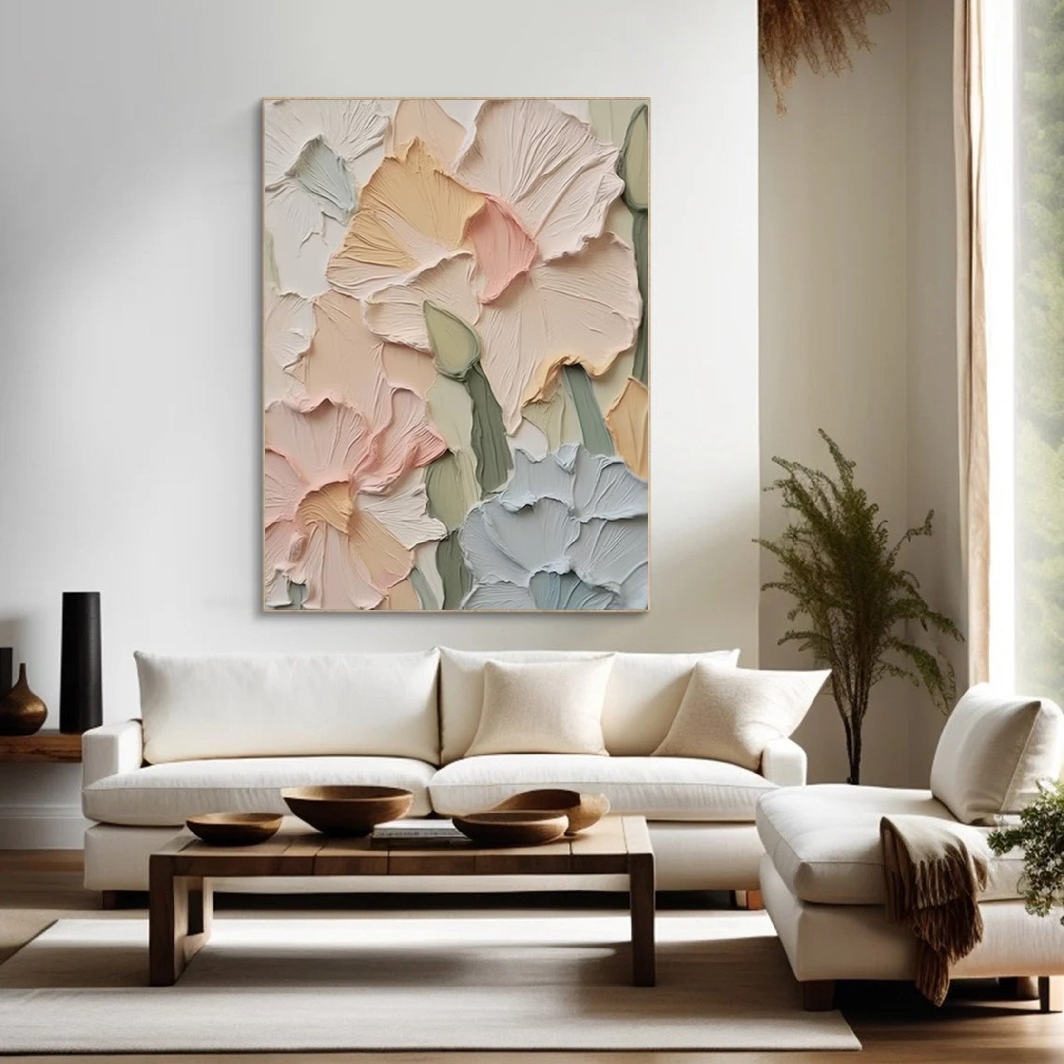 Soft Bloom Relief: 3D Flower Painting, Textured Floral Art #BGA 123