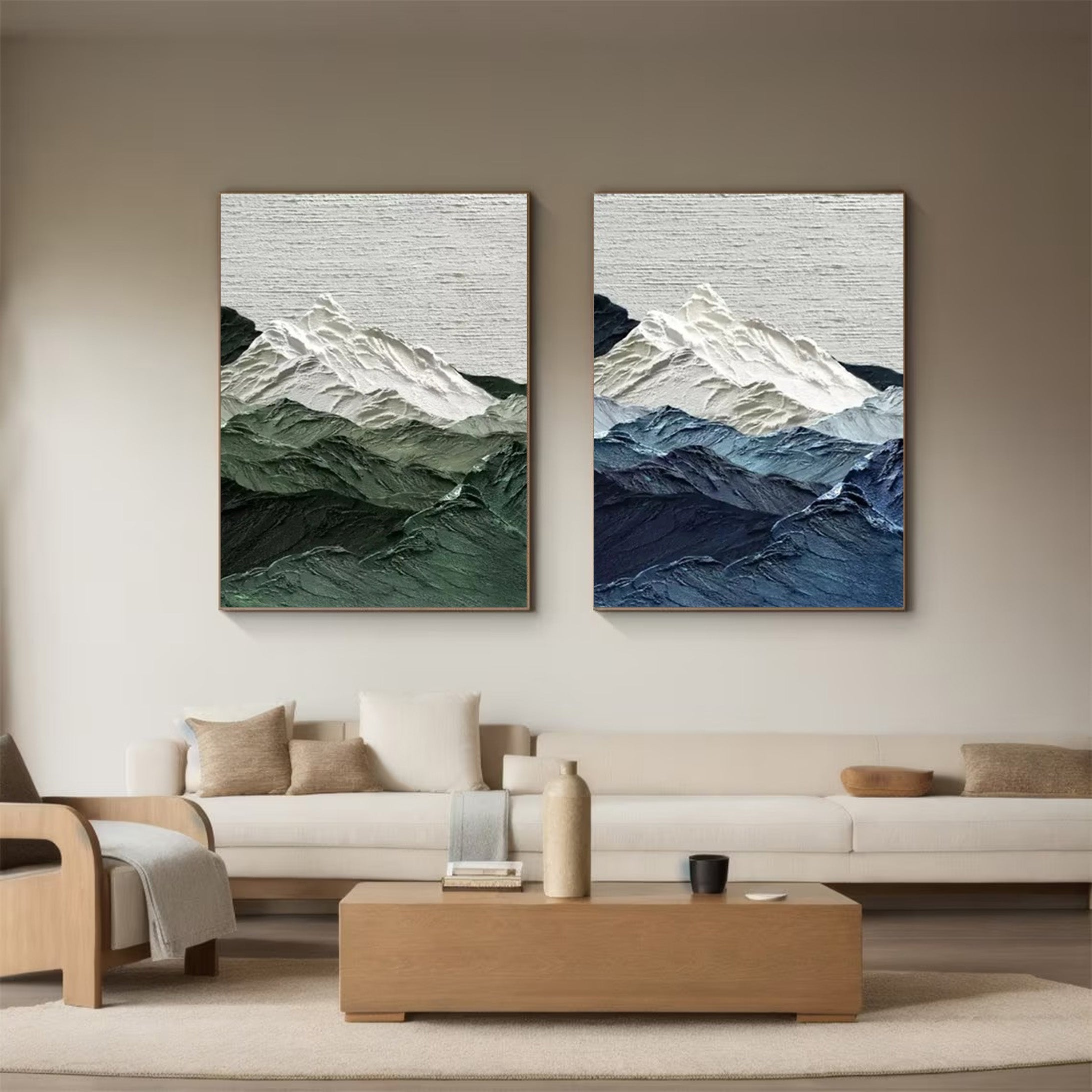 Glacial Peaks: 3D Mountain Range Art, Textured Abstract Set #BGA 131
