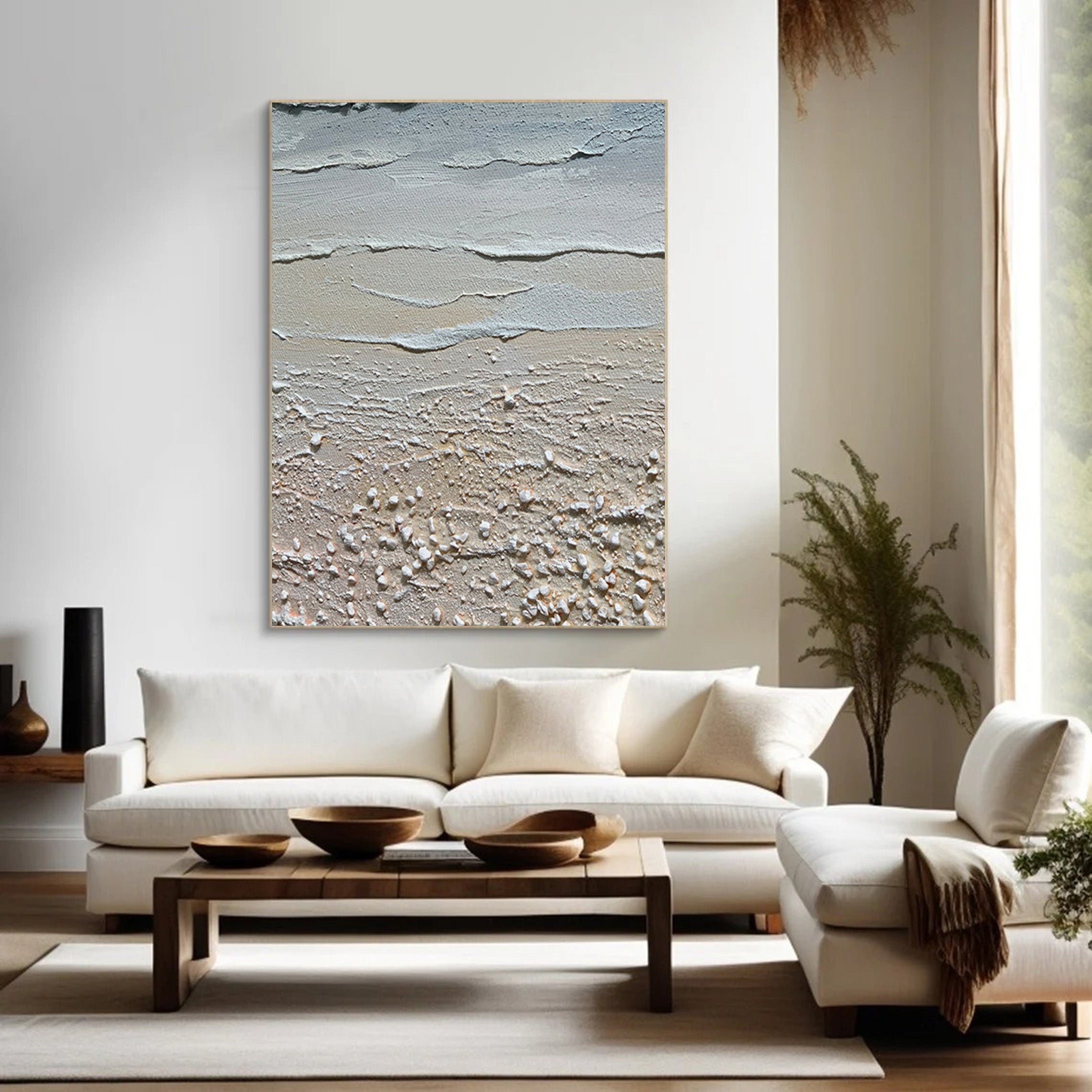 Sandy Shores: Abstract Beach Canvas, Neutral Coastal Decor #BGA 129