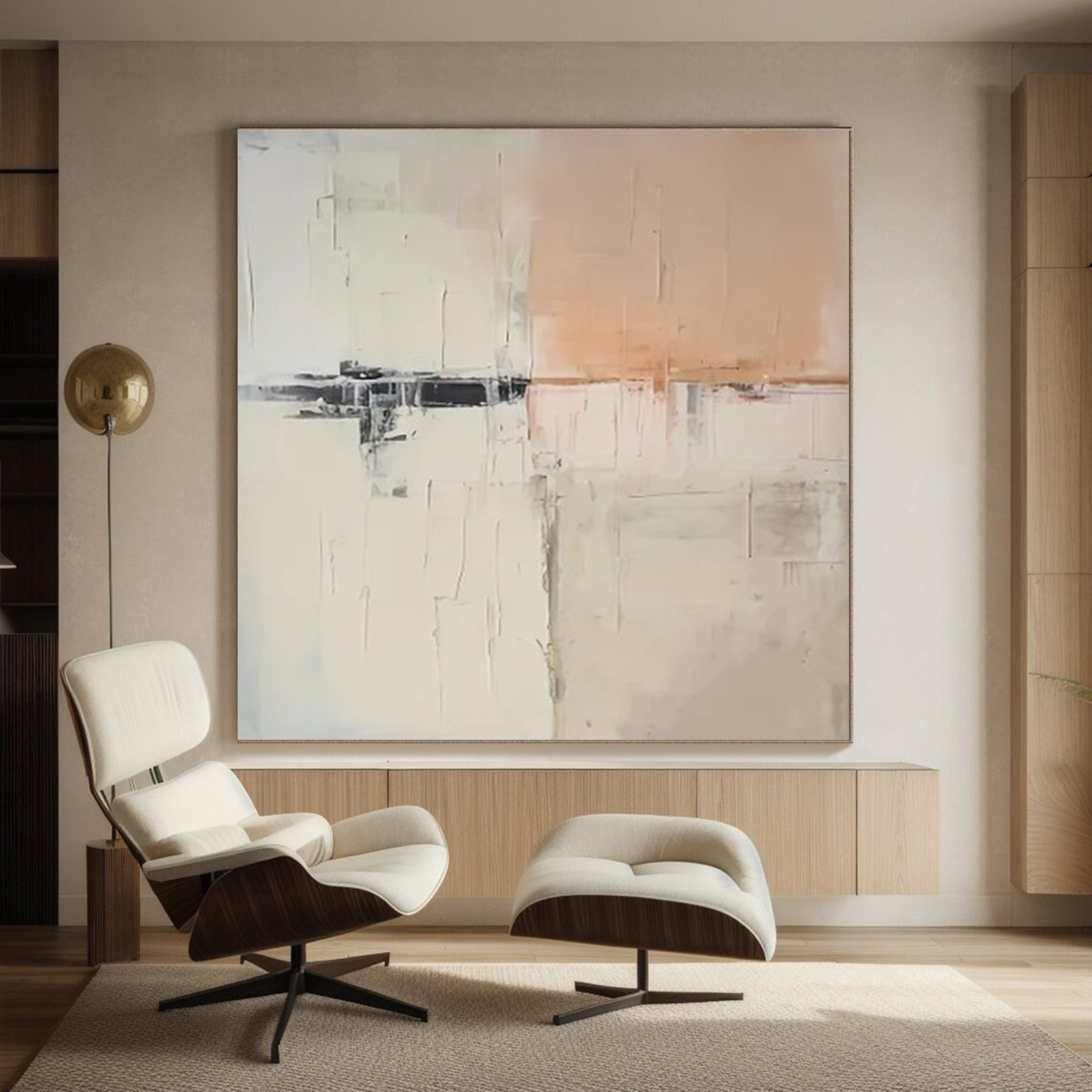 Abstract Beige & Peach Art, Minimalist Scandinavian Style #BGA 138