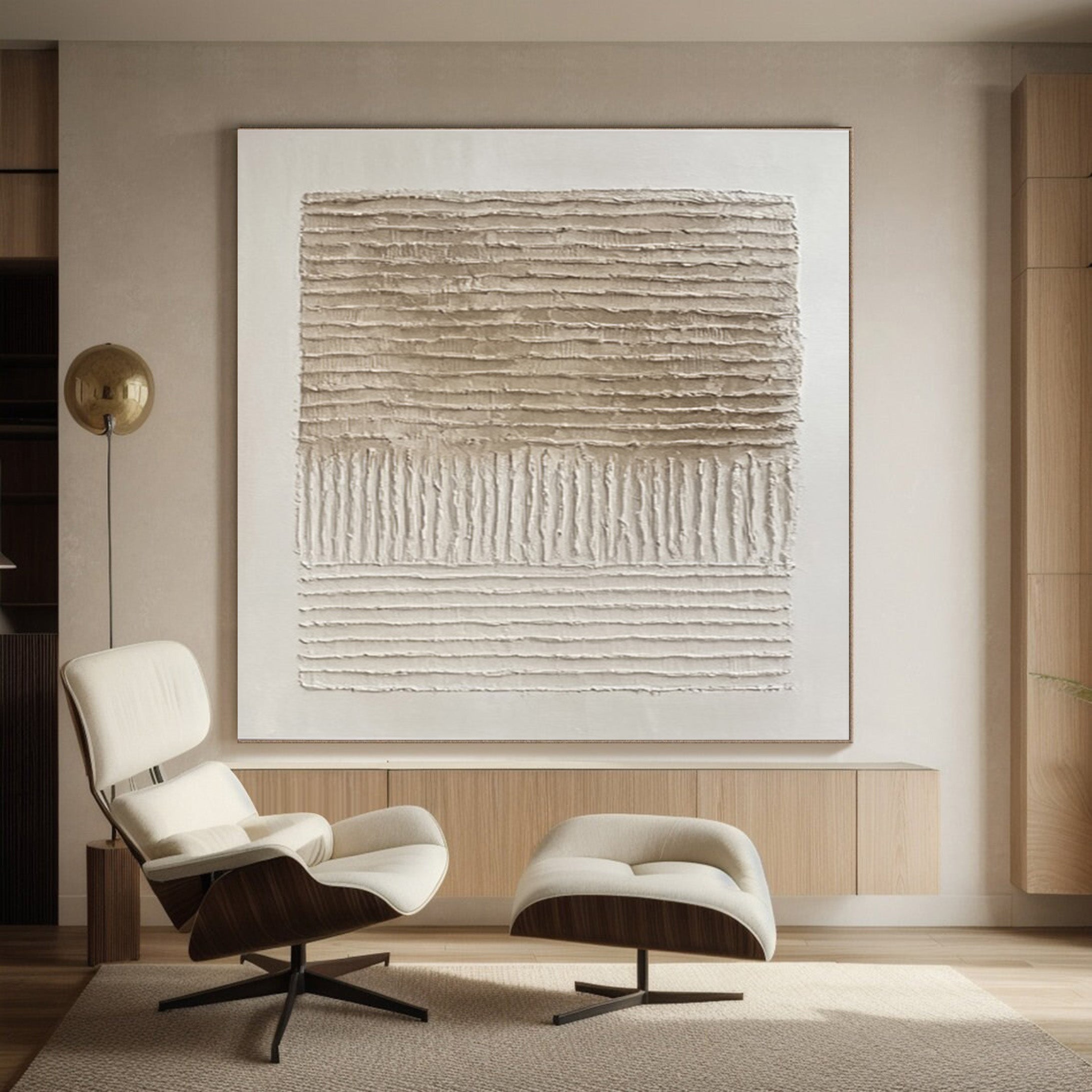 Neutral Art with Horizontal Impasto and Vertical Striations #BGA 197