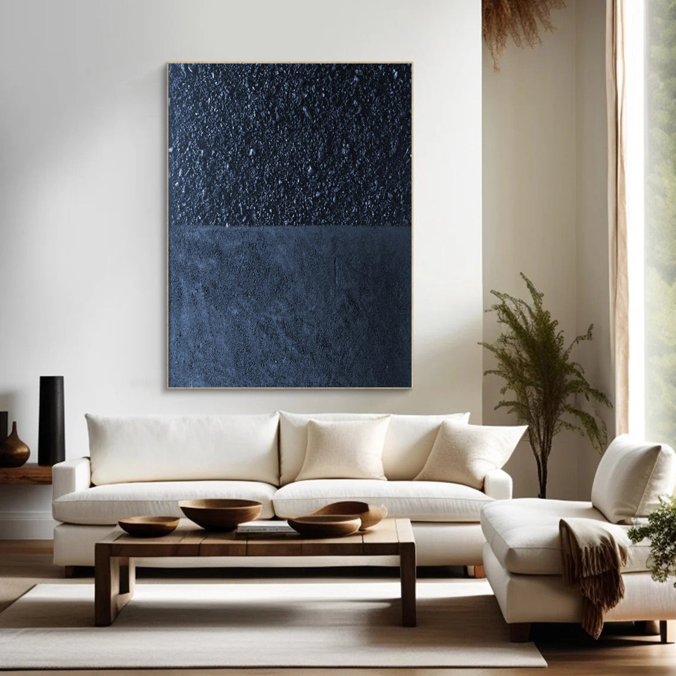 Midnight Texture: Minimalist Dark Art, Deep Blue Canvas #BGA 115
