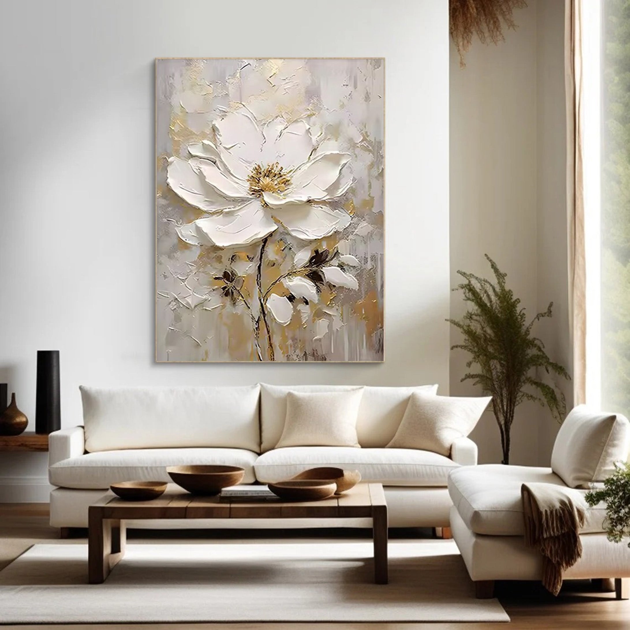Executive Bloom: Large 3D Floral Canvas, Home Statement Art #BGA 126