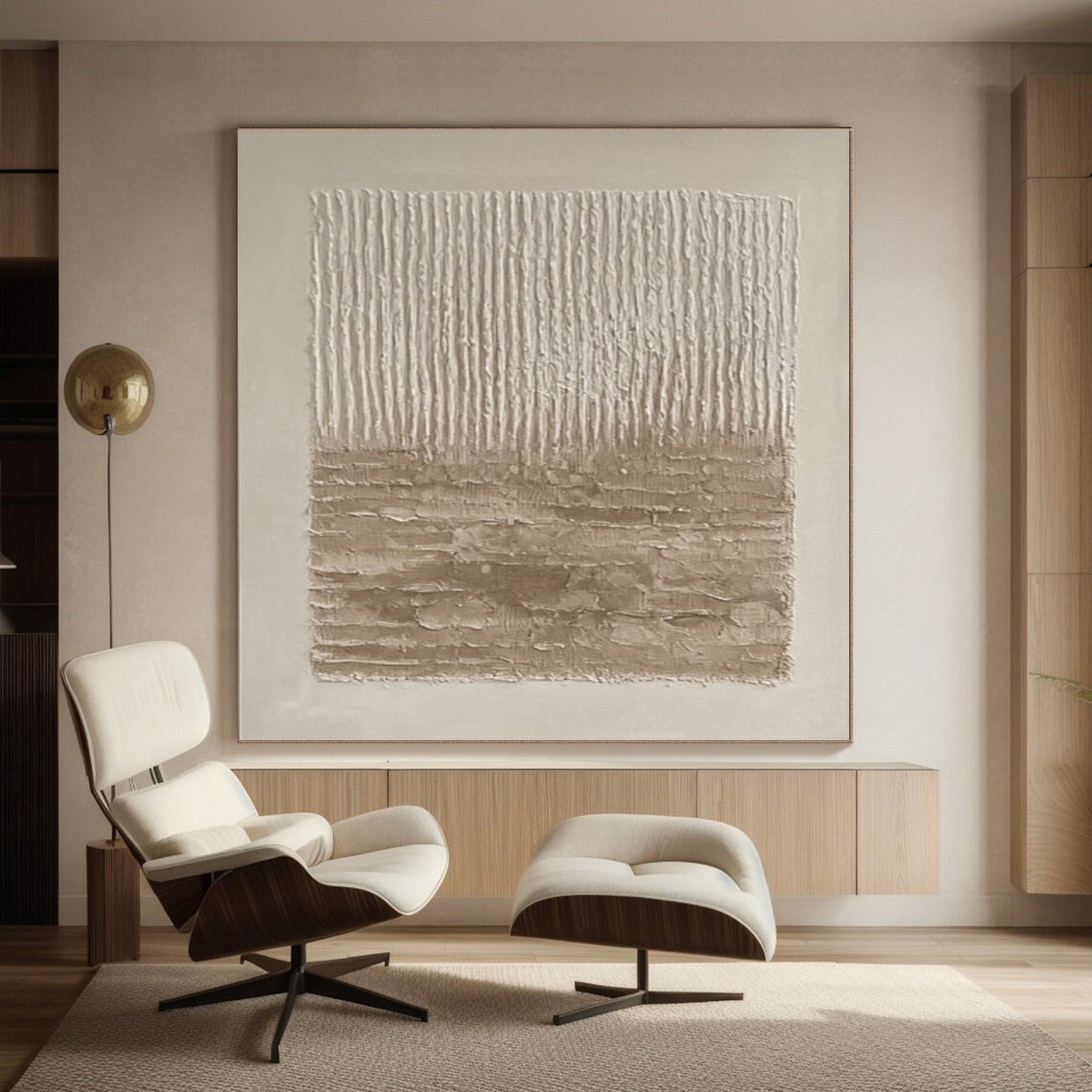 Neutral Impasto with Vertical Striations and Earthy Horizon #BGA 196