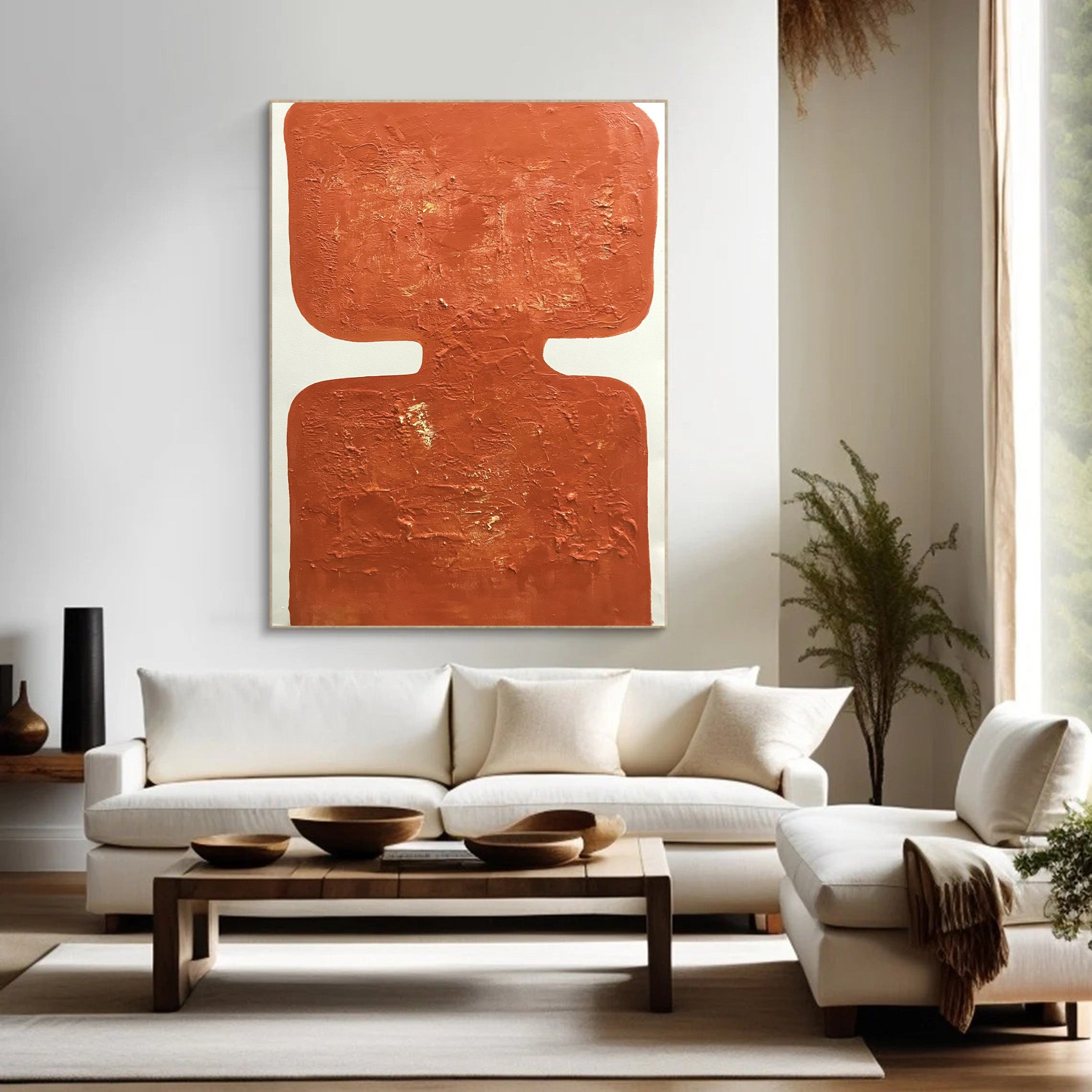 Warm Orange Painting, Architectural Abstract Wall Art #BGA 120