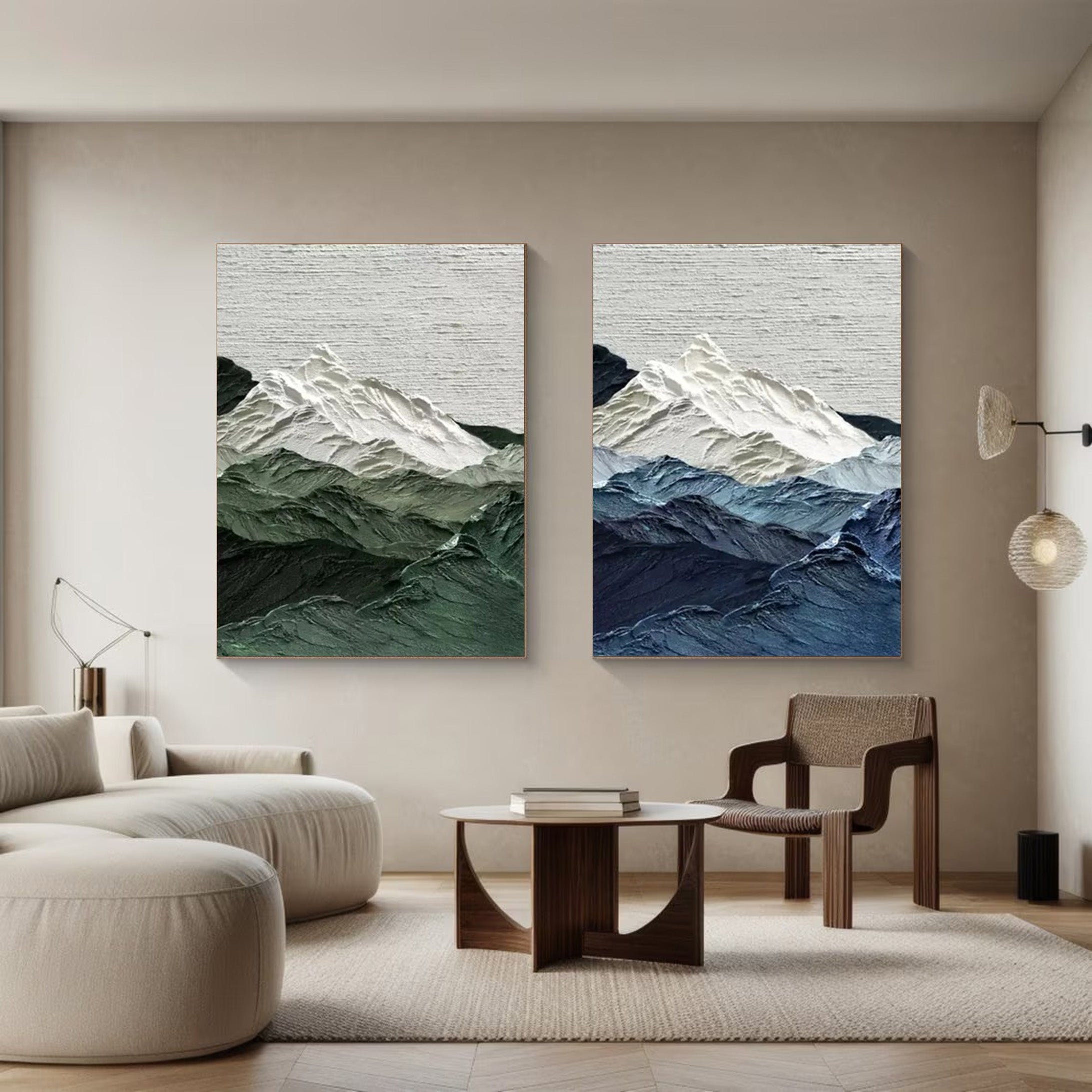 Glacial Peaks: 3D Mountain Range Art, Textured Abstract Set #BGA 131
