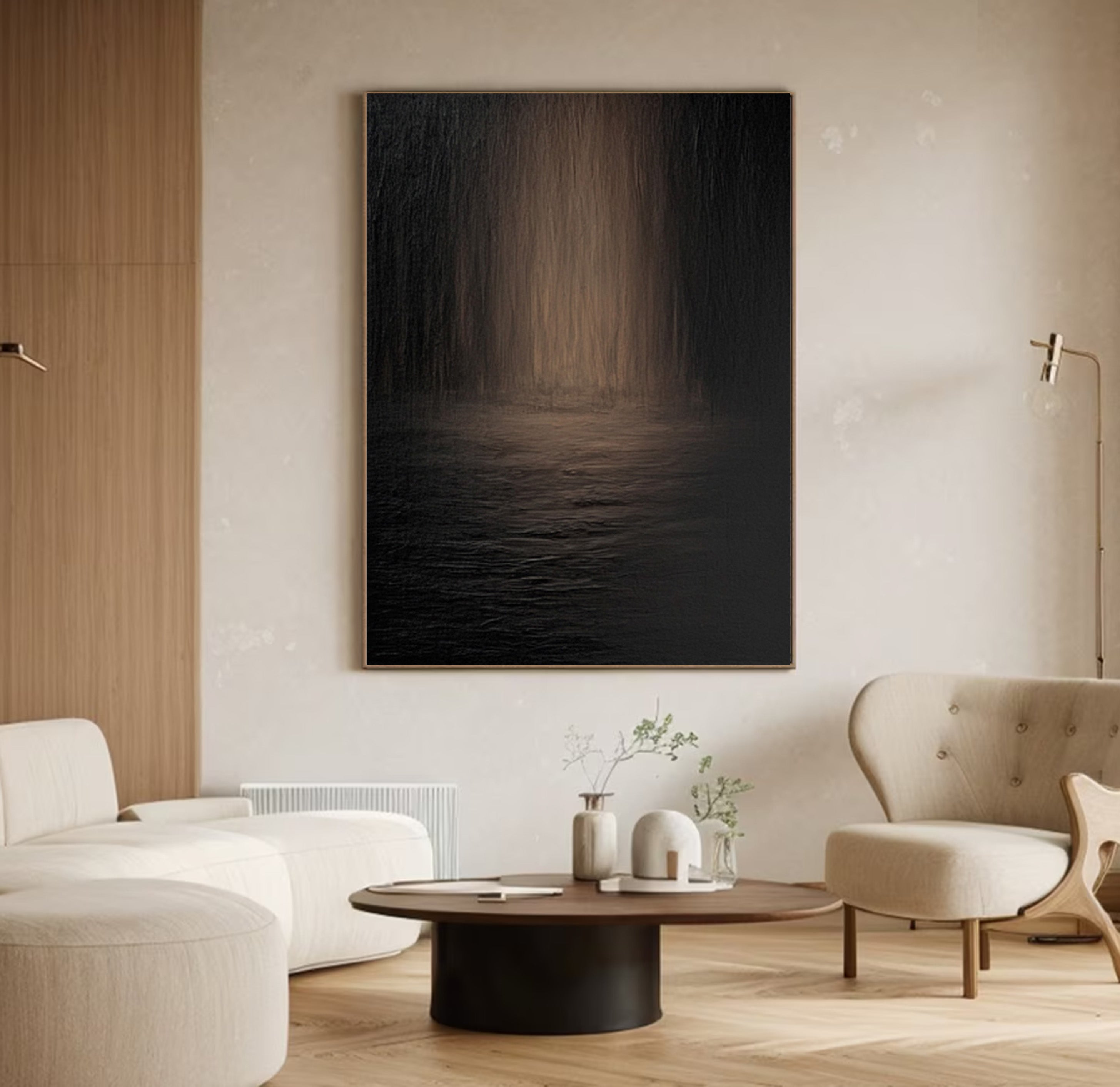 Dark Landscape with Textured Water and Vertical Mystery #BGA 202