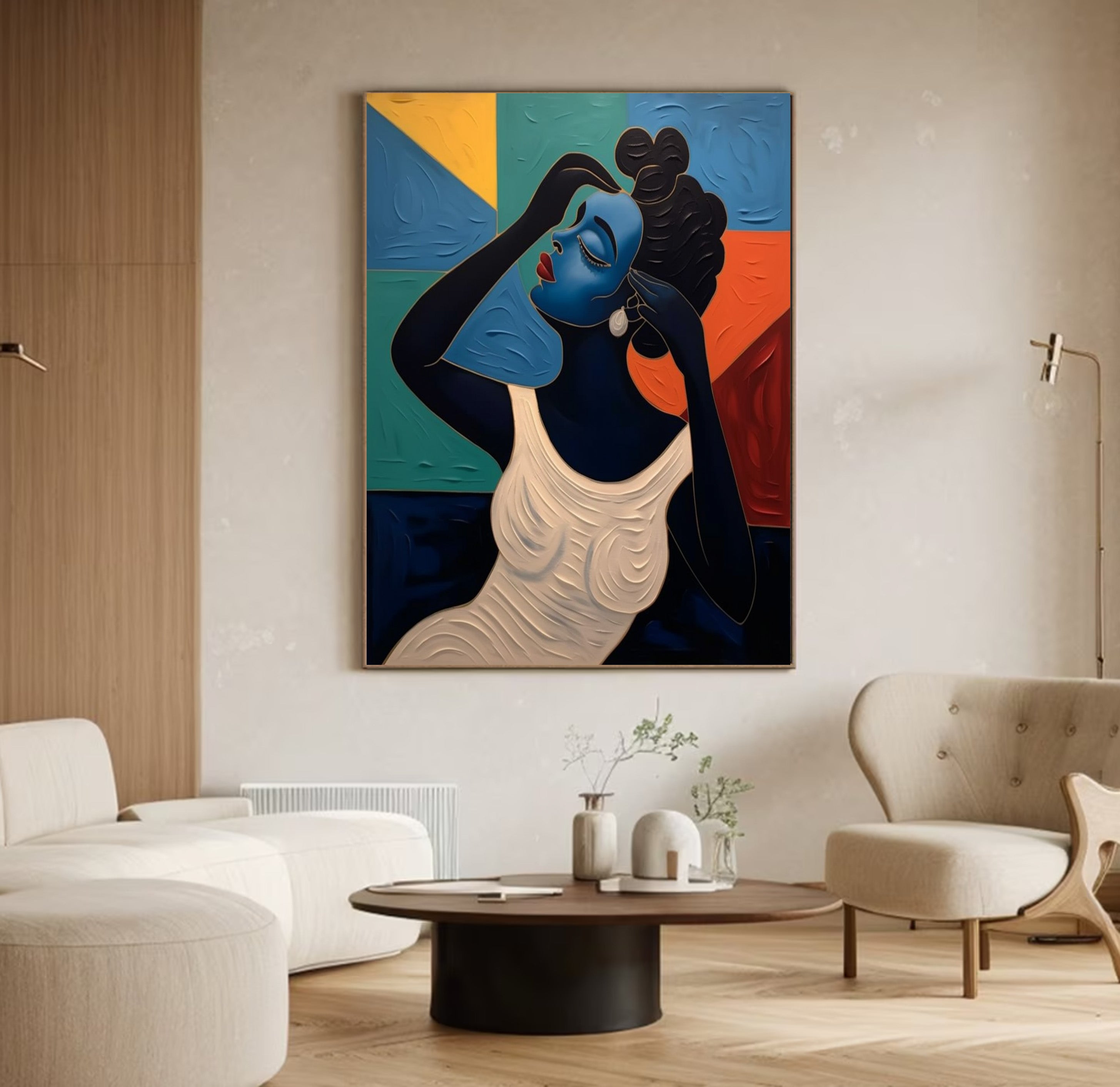 Portrait with Textured Color Geometry, Modern Abstract Art #BGA 172