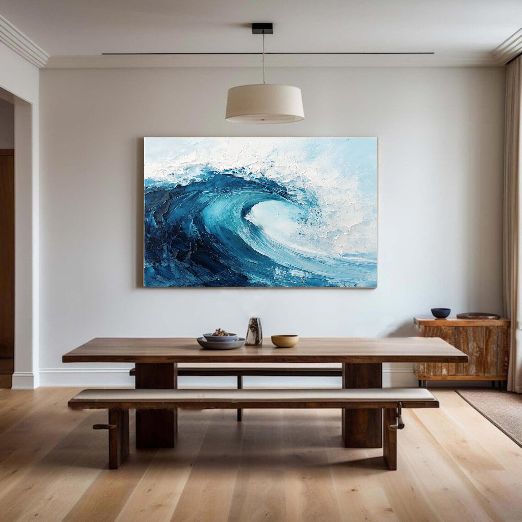 Deep Blue Impact: Bold Textured Wave, Powerful Ocean Art #BGA 149