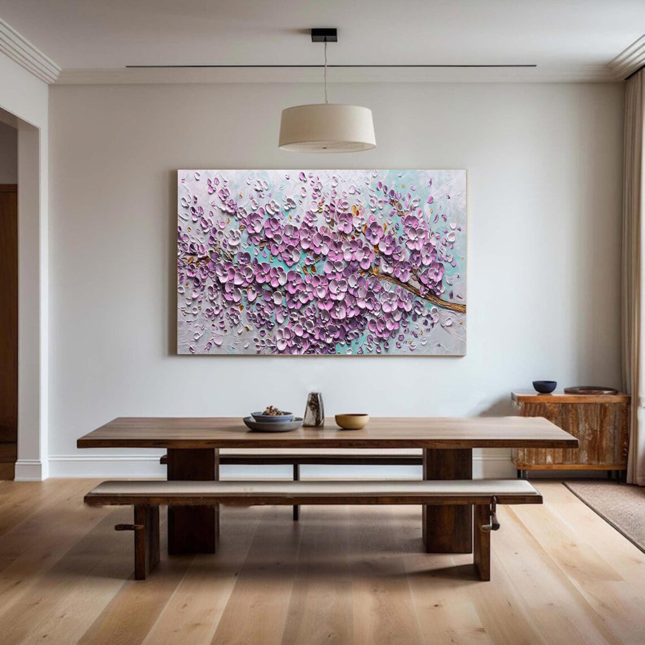 Sakura Dream: Impasto Blossom Relief, Tactile Floral Painting #BGA 152