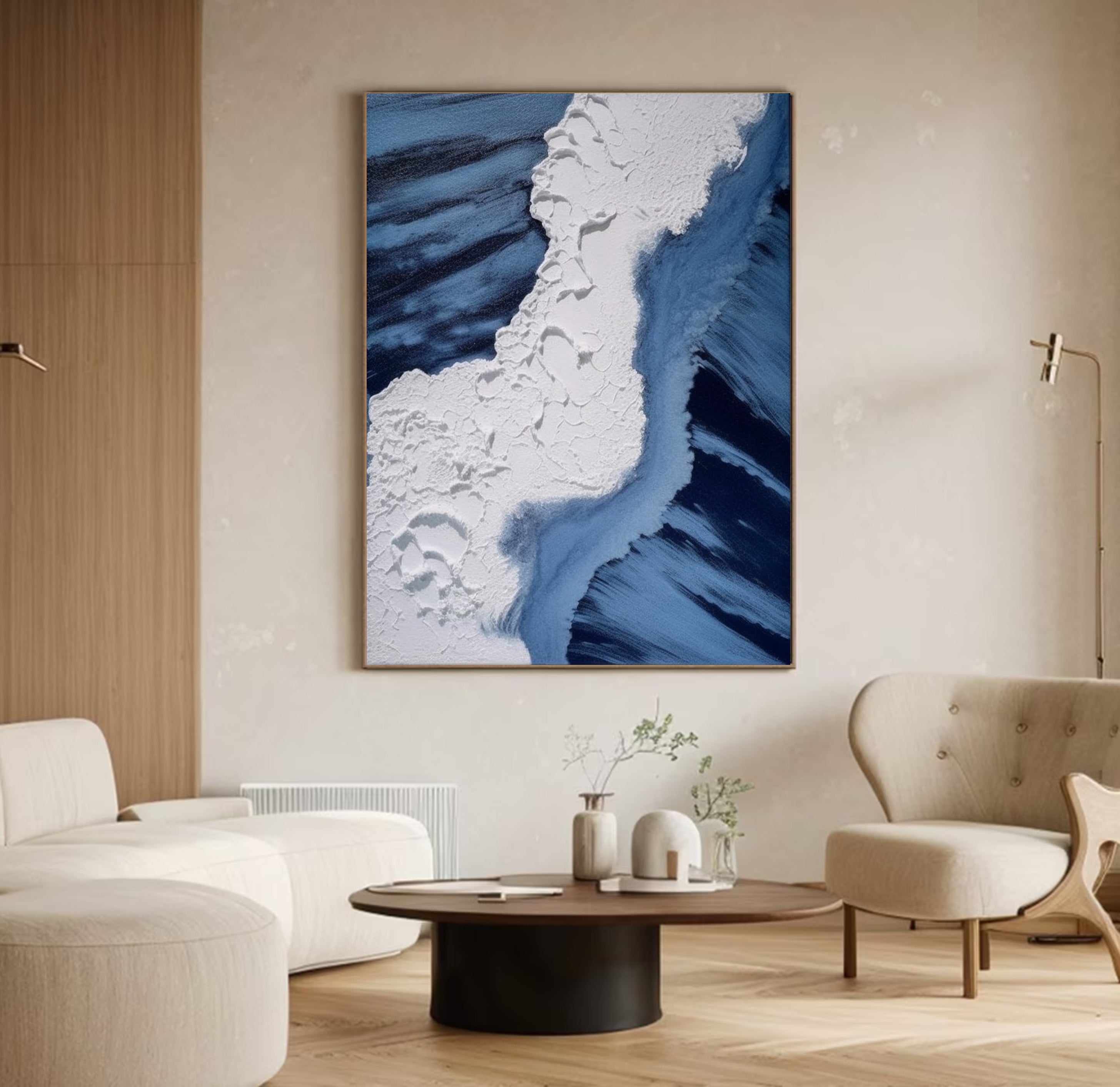 Textured Blue and White Ocean, Dynamic Seascape Wall Art #BGA 160