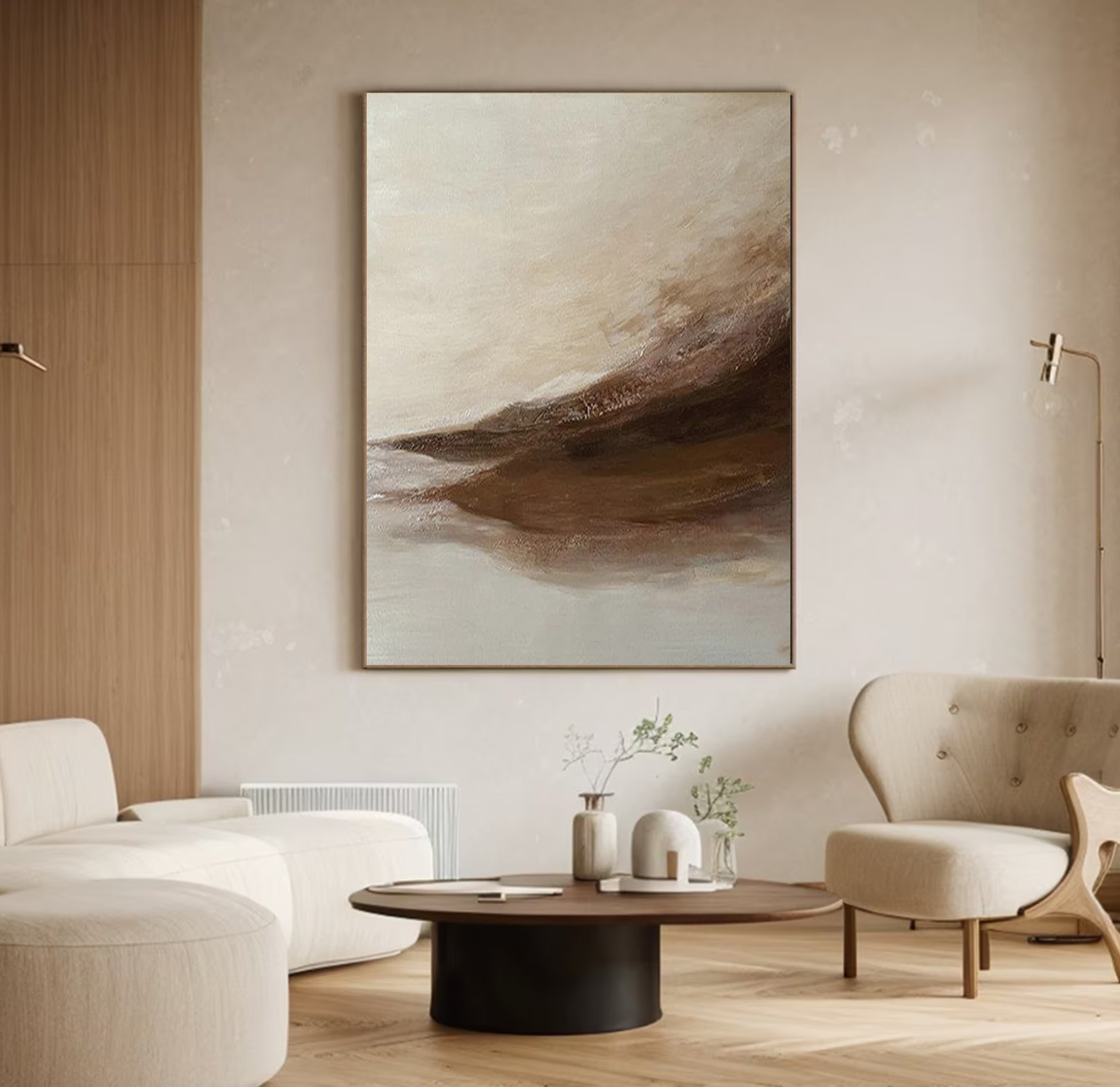 Beige Drift: Abstract Movement Art, Neutral Palette Canvas #BGA 128