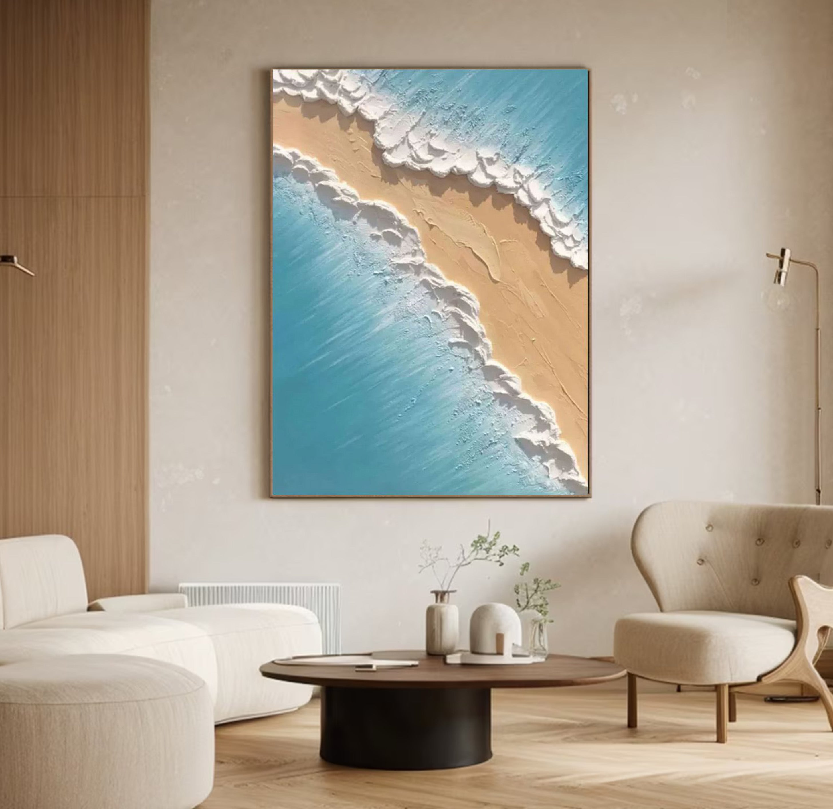 Minimalist Aerial Beachscape Wall Art, Textured Coastal View #BGA 165