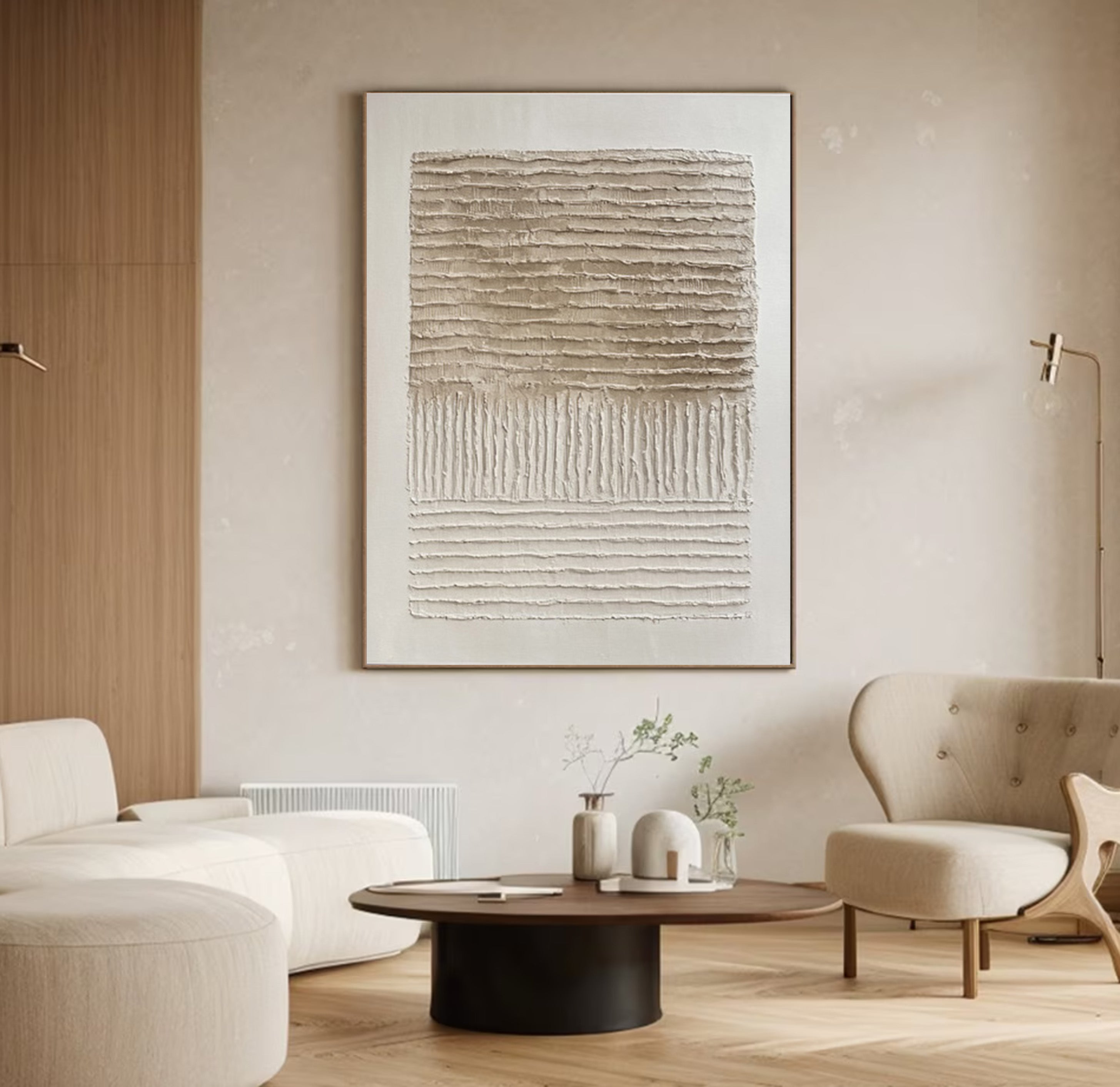 Neutral Art with Horizontal Impasto and Vertical Whispers #BGA 199