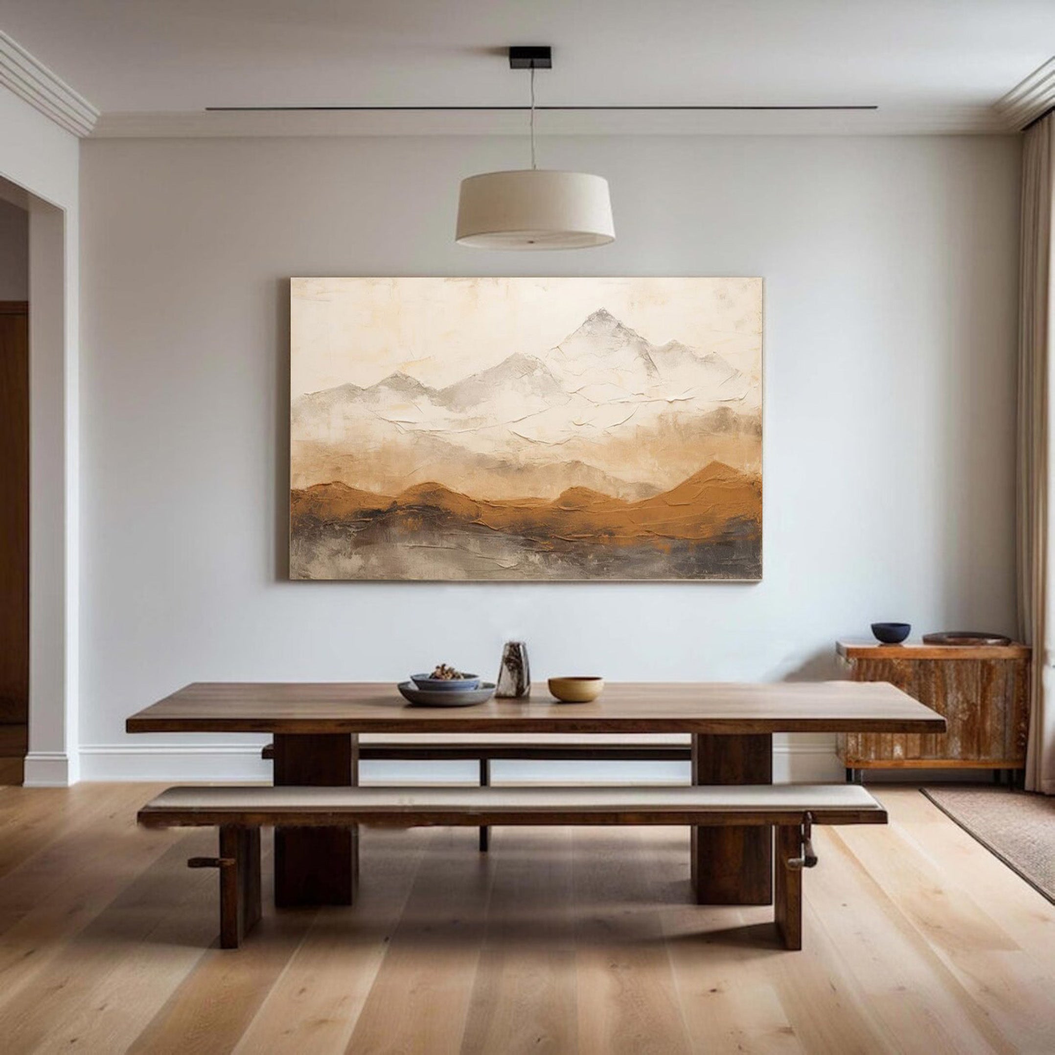 Earthy Peaks: Contemporary Textured Mountain Wall Art #BGA 153