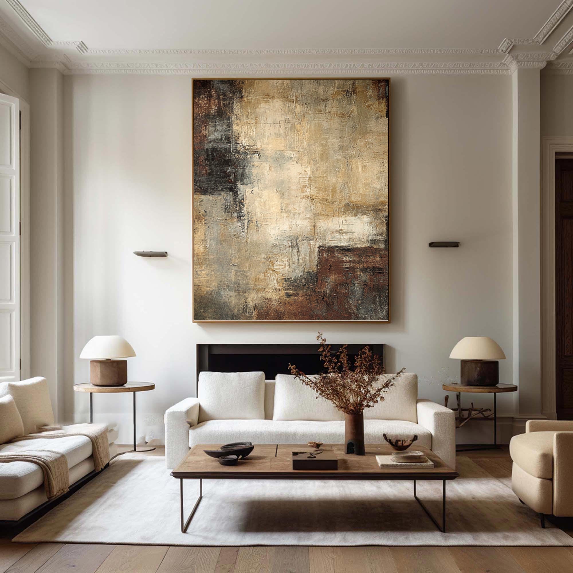 Large Textured Abstract Earth Tones Modern Wall Art #WG 046