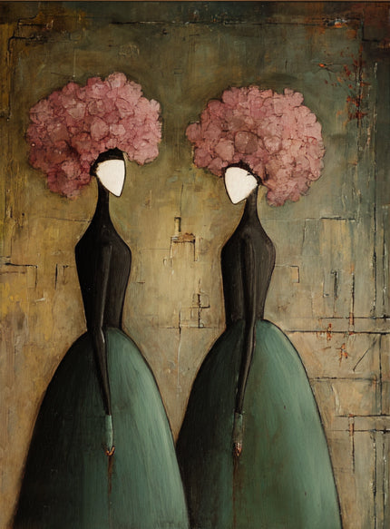 Large Floral Figurative Wall Art Elegant Women Canvas Painting