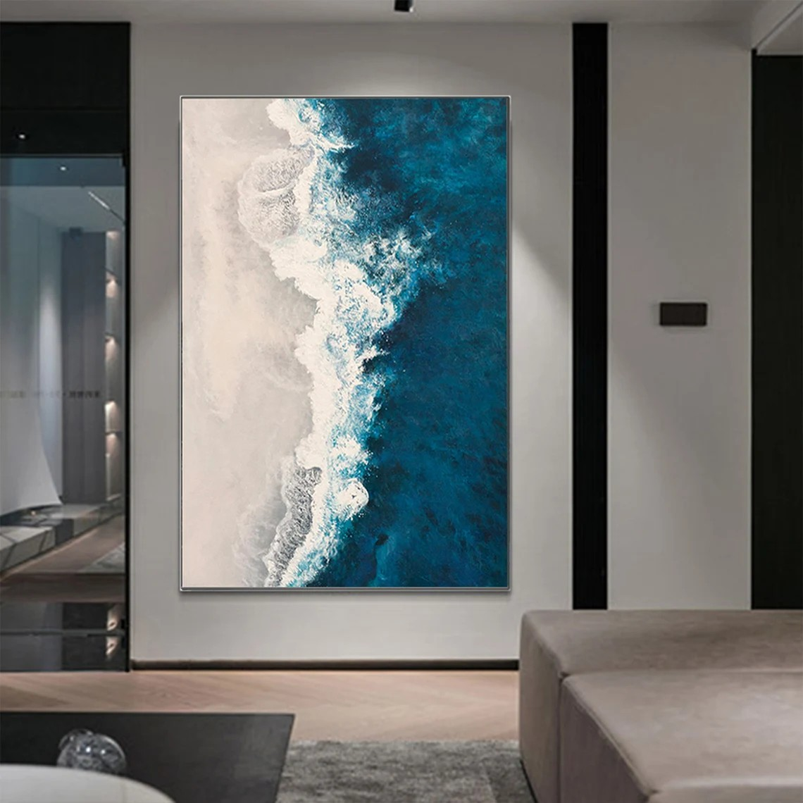 Coastal Wall Art with Deep Blue Ocean and Sand #BGA 010