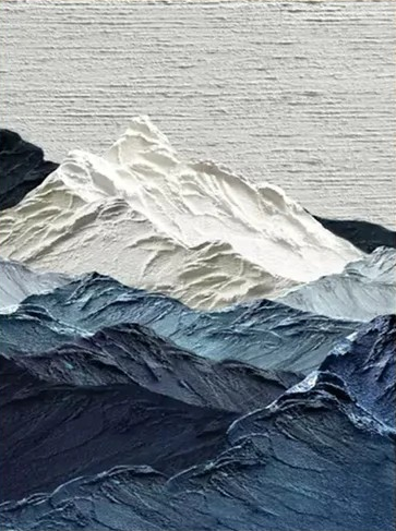 Glacial Peaks: 3D Mountain Range Art, Textured Abstract Set #BGA 131