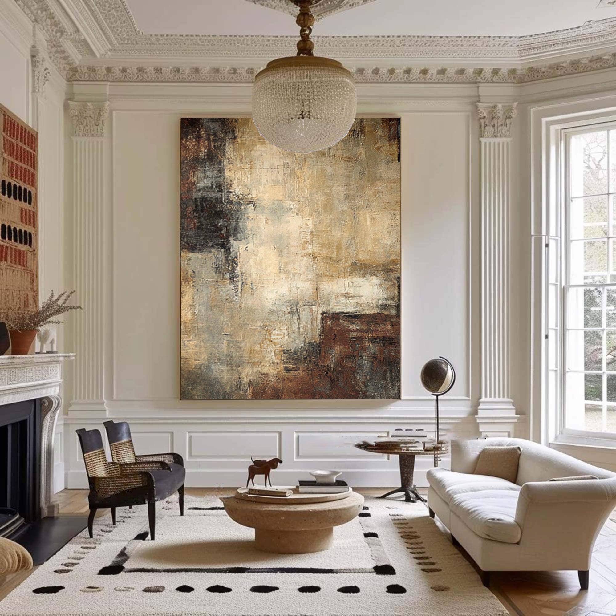Large Textured Abstract Earth Tones Modern Wall Art #WG 046